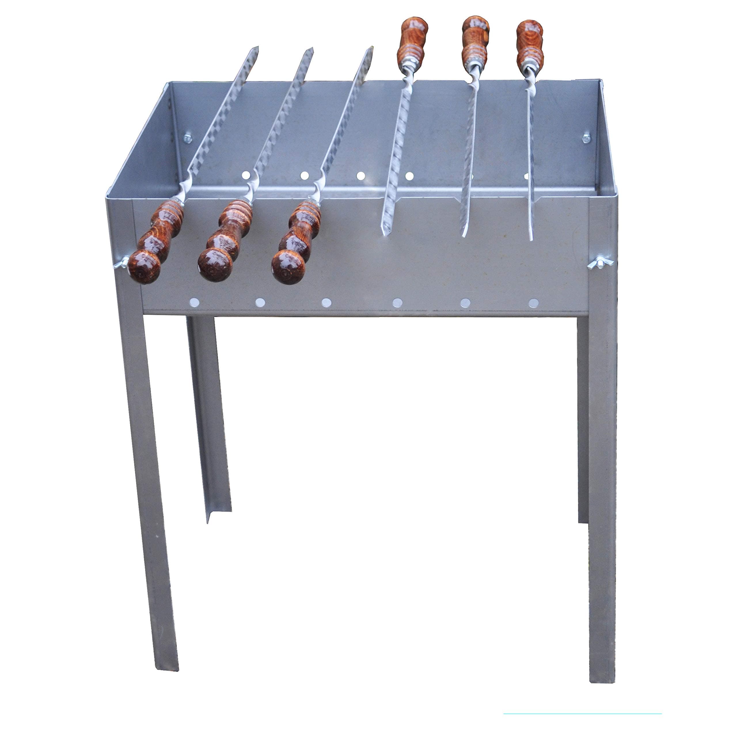 Removable Medium Steel Barbecue/Mangal with 6 Stainless Steel Skewers