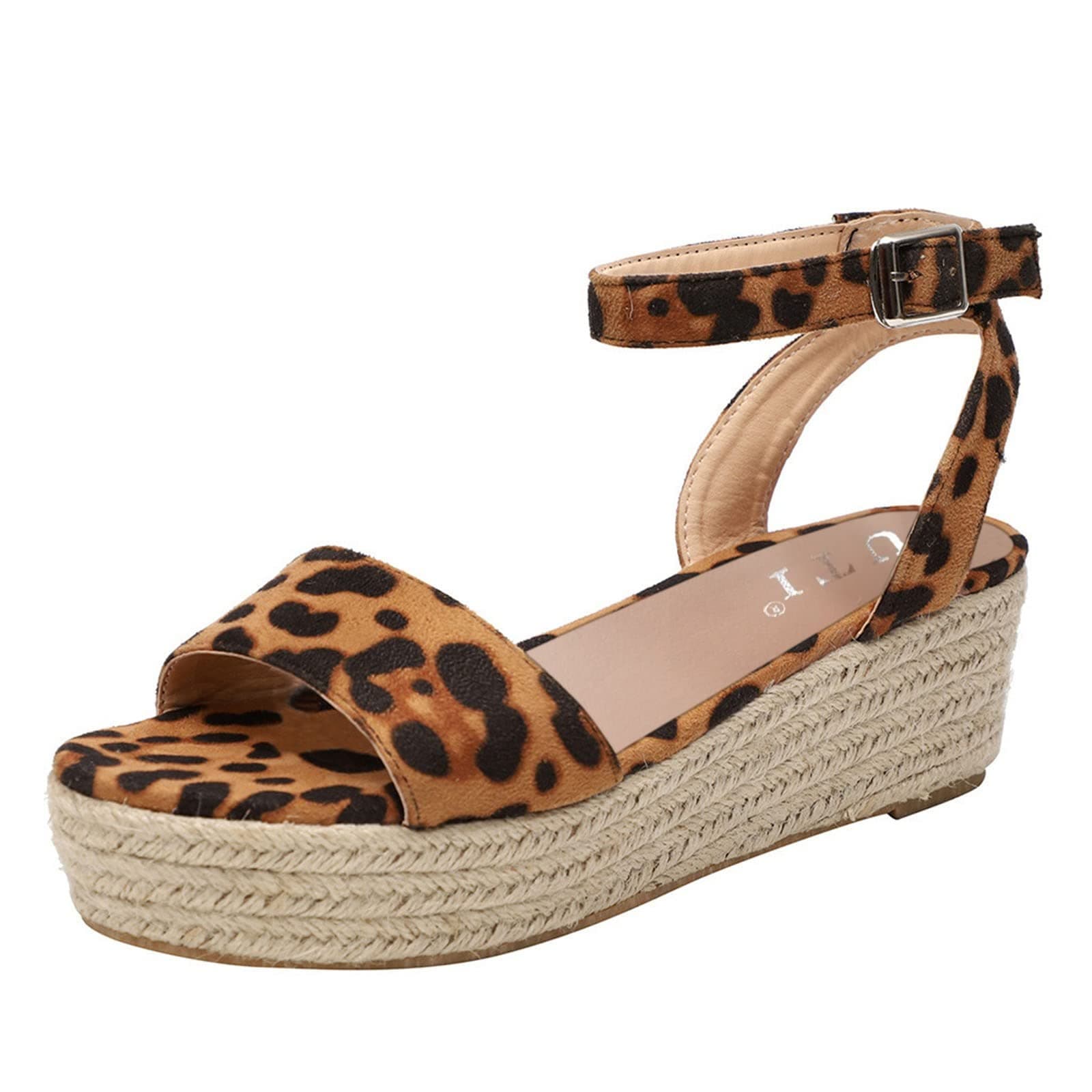 ShiningupupSale Save 50% Low Heel Strappy Sandals For Women Summer Sandals Buckle Slope Women Size Heel Large Open Toe Belt Summer Weaving Wedge Women's sandals Slip On Shoes Women Wide Width