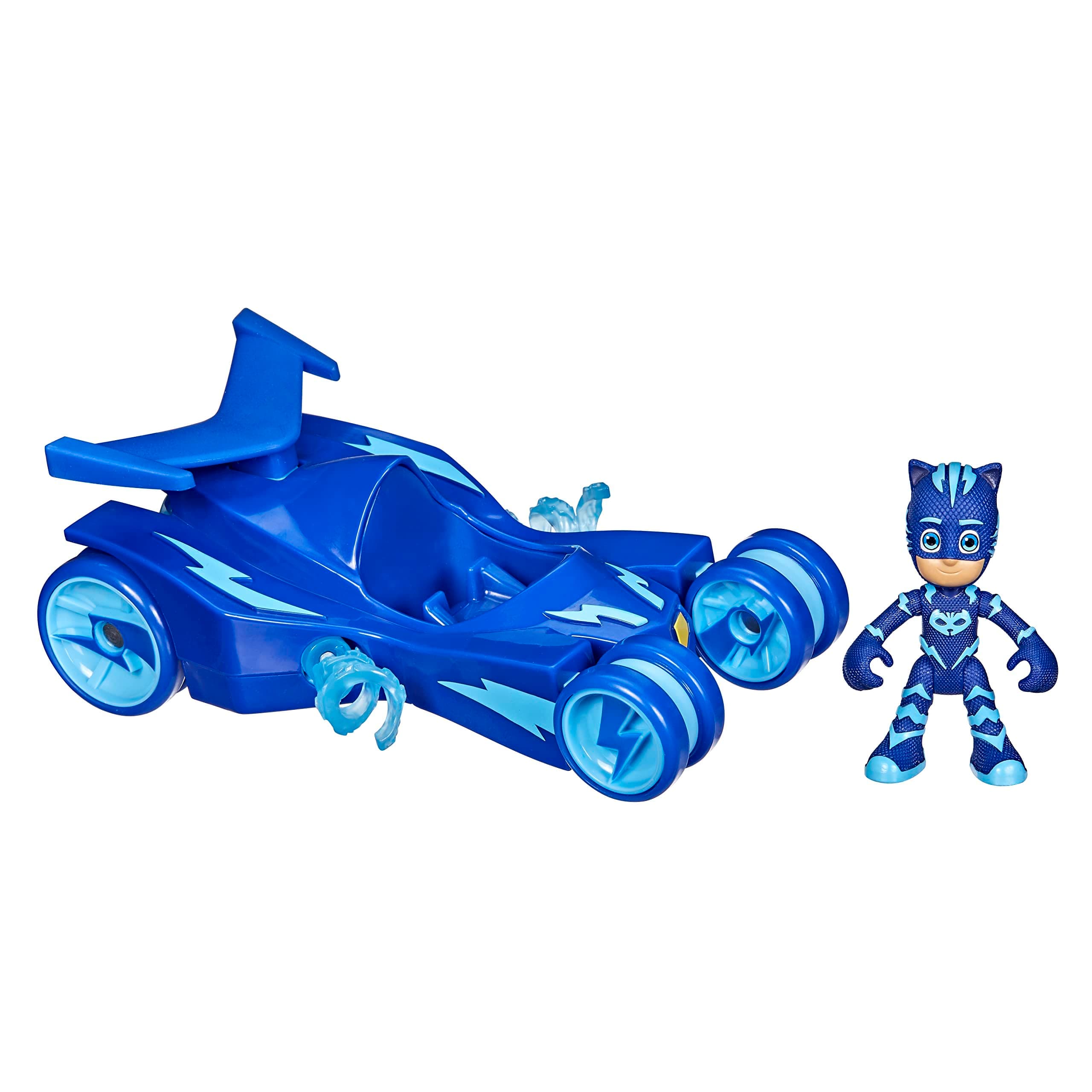 PJ Masks Catboy Deluxe Vehicle Preschool Toy, Cat-Car Toy with Spinning Super Cat Stripes And Catboy Action Figure for Kids Ages 3 And Up, Multi, F2135