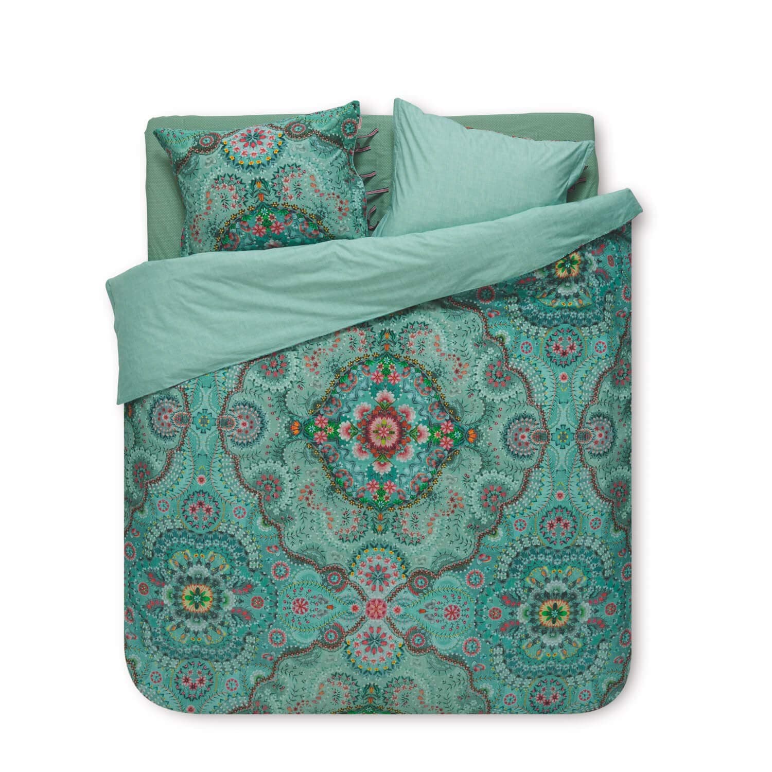 PIP Studio Bed Linen Sultans Carpet Green, 100% Cotton, Green, 1 Bettbezug 135x200 cm + 1 Kissenbezug 80x80 cm