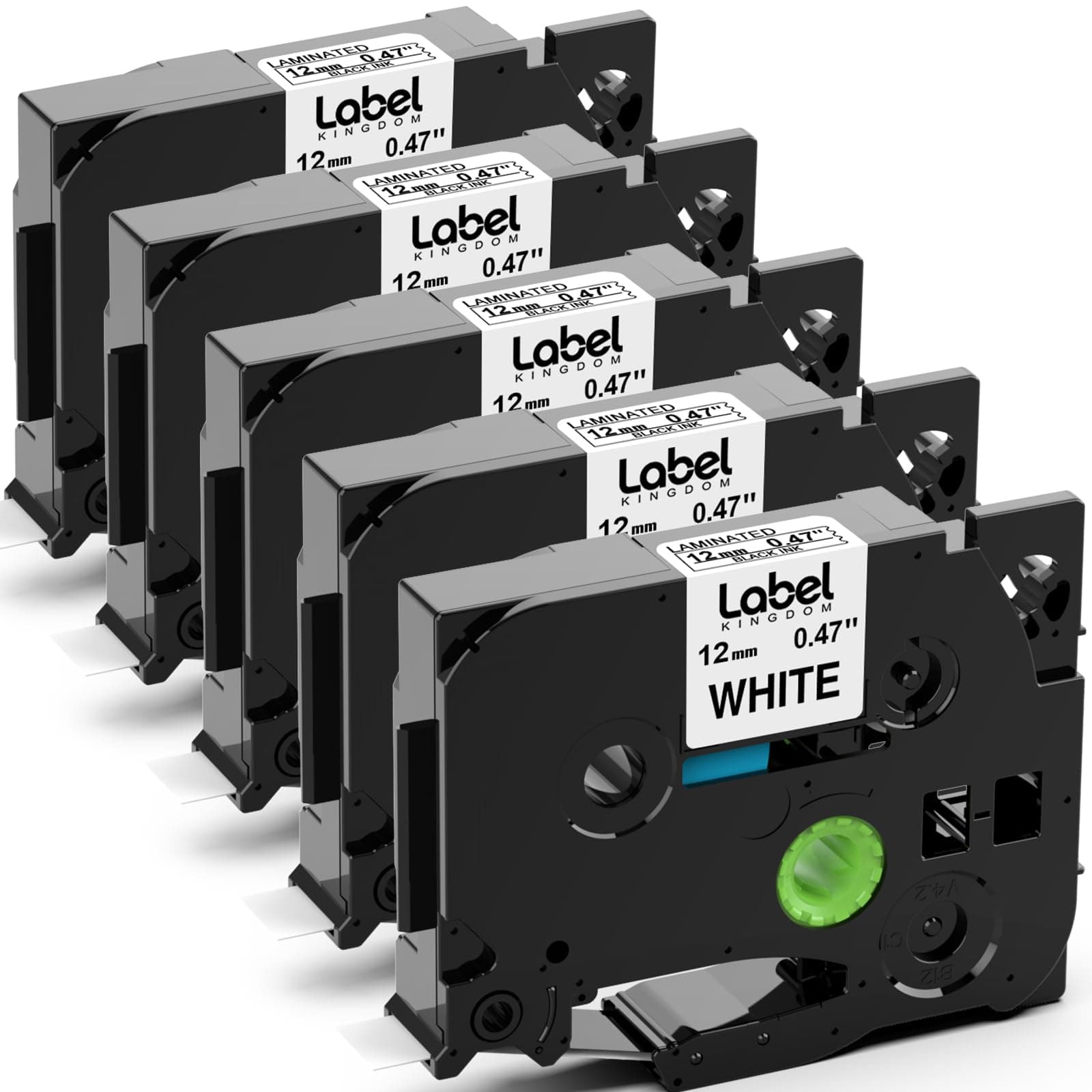 TZe-231 Compatible with Brother Label Printer Tape 12mm 0.47 P Touch Label Tape H110 1/2 Inch x 23 Ft Black on White for Brother Label Maker PT-H110 D200 D210 D600, 5-Pack