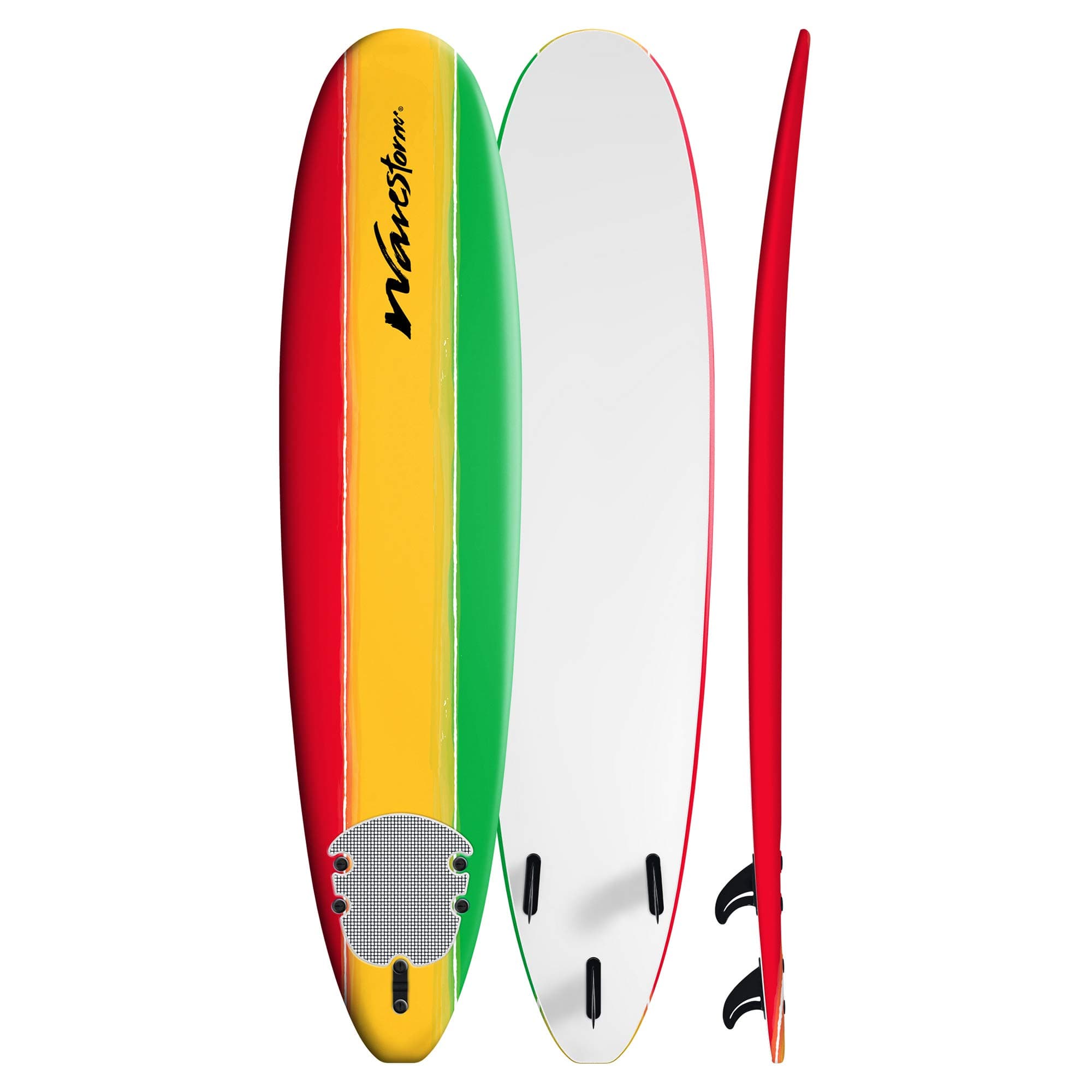 Wavestorm 8ft Classic Longboard Surfboard (Tri-Color Solid)