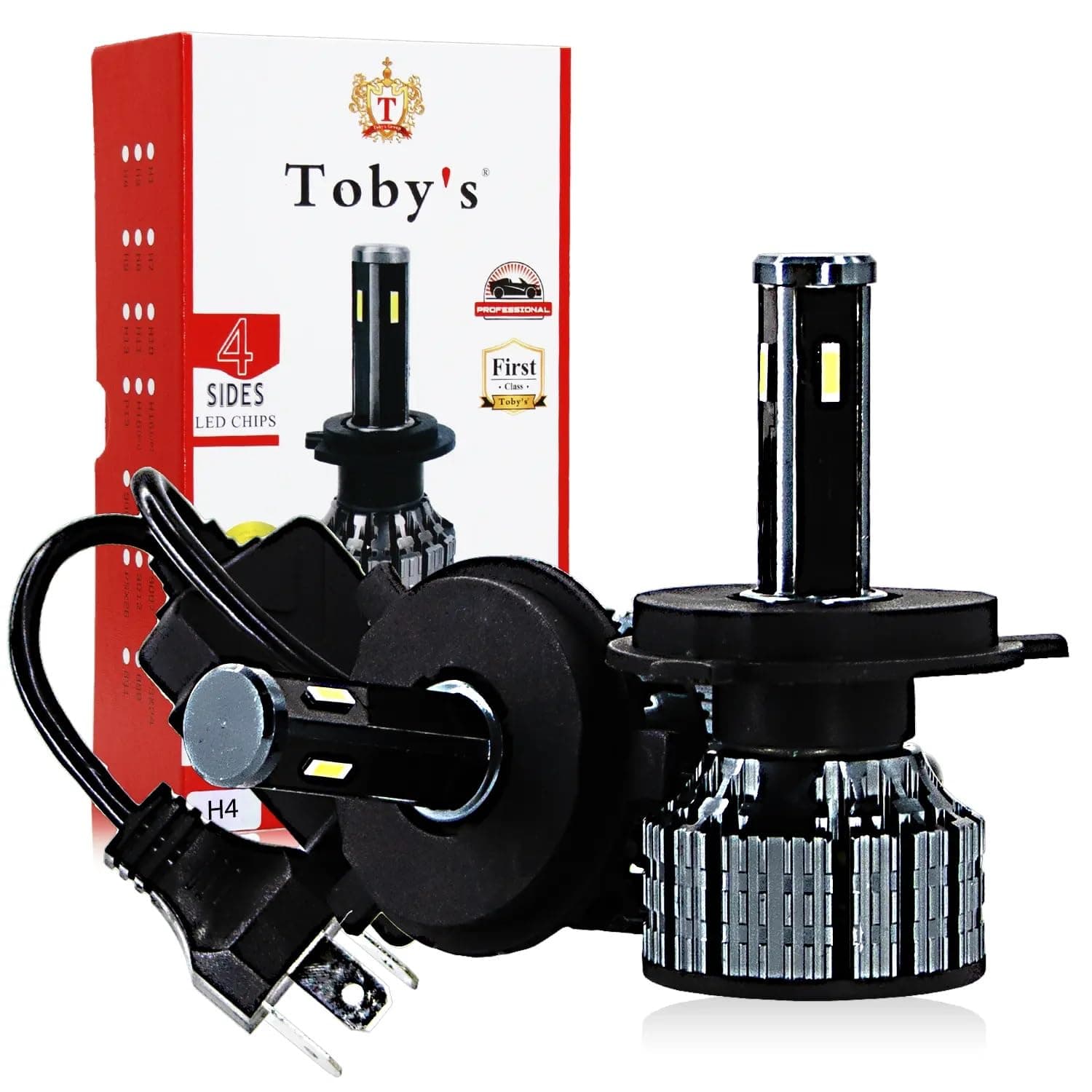 Toby's Tobys T4 MAX H4 LED Headlight Bulbs 6500K Super Bright 9003 HB2 LED Bulb High Low Beam Halogen Replacement LED Headlights Conversion Kit, Pack of 2