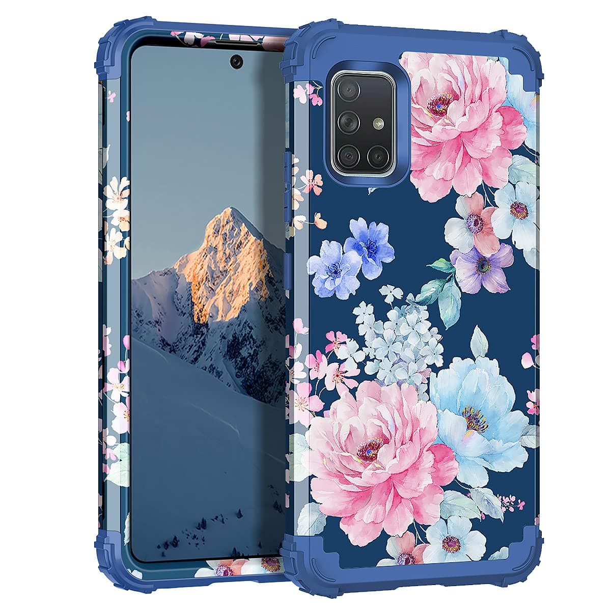 Rancase for Galaxy A71 5G Case,Three Layer Heavy Duty Shockproof Protection Hard Plastic Bumper +Soft Silicone Rubber Protective Case for Samsung Galaxy A71 5G,Navy Blue