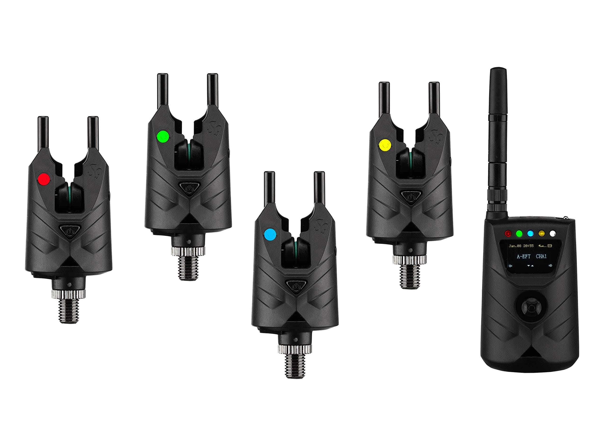 New Direction Tackle Bite Alarm S9pro 4+1 Set | Radio Mode | Smart Link | App Control | Receiver with Display | Rechargeable via USB-C | Nightlight