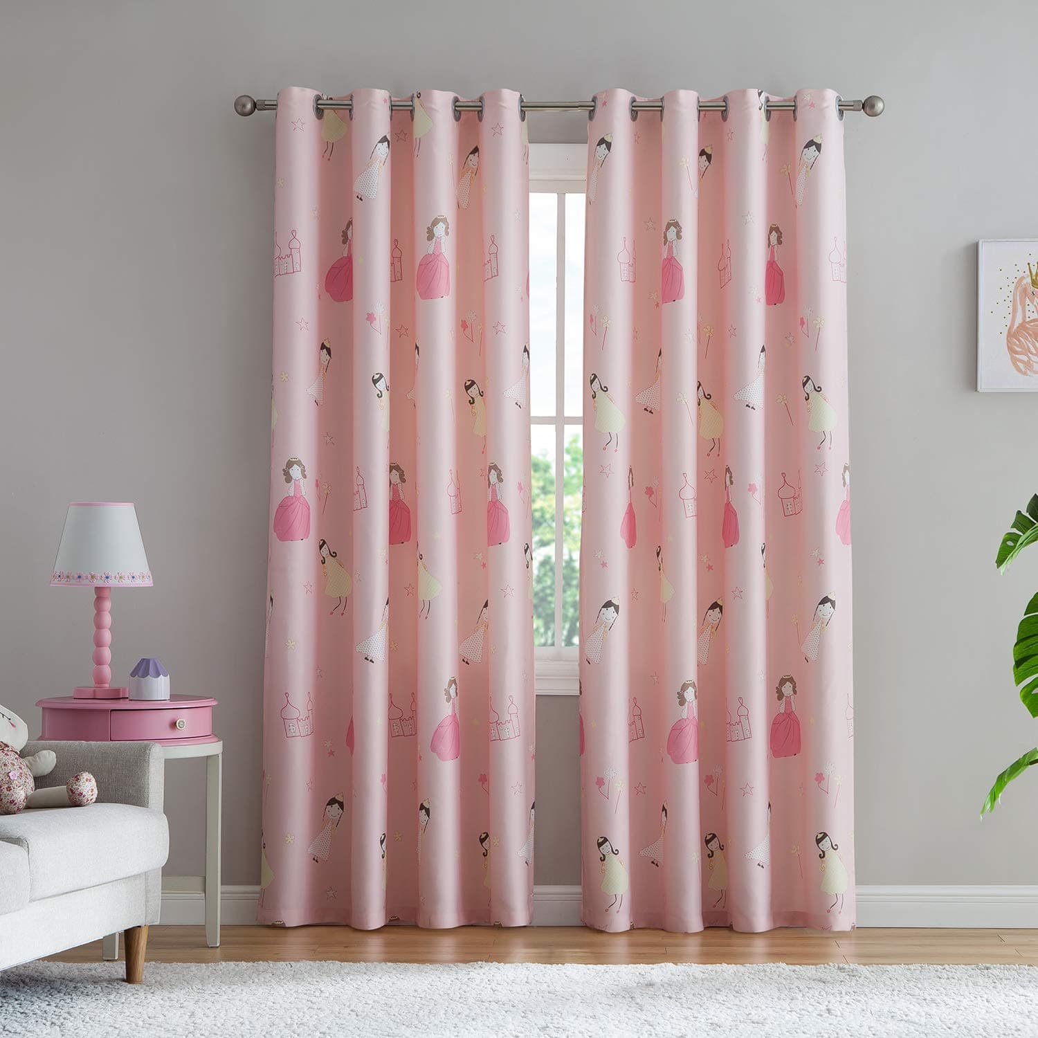 Little Princess Cartoon Blackout Grommet Top Curtain for Kids Room - 1 Panel (40W × 63L, Little Princess)