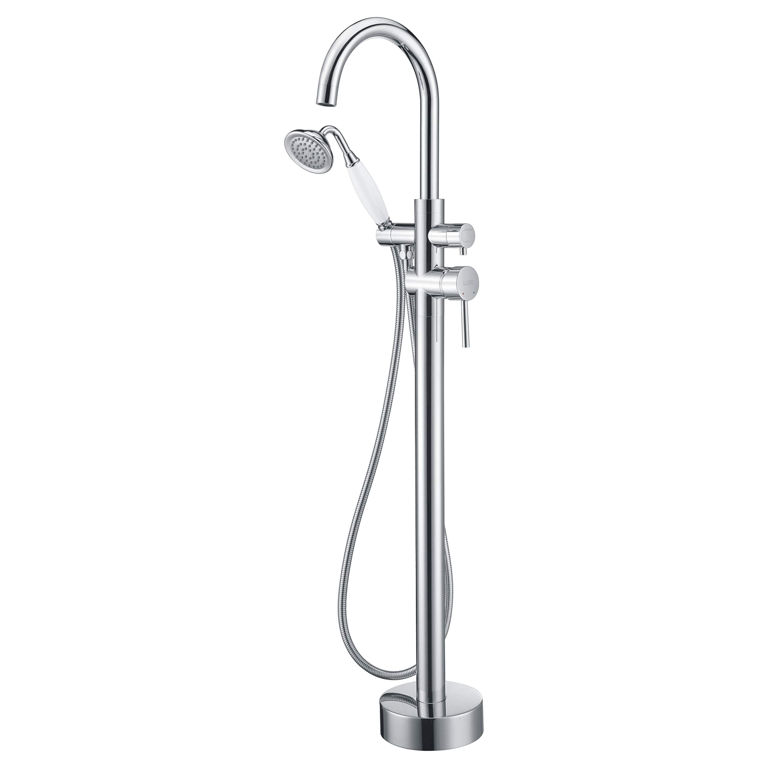 Floor Mounted Tub Faucet Chrome Freestanding Bathtub Filler Faucets High Flow Rate 11.9GPM with Hand Shower Mount RIGOBAL