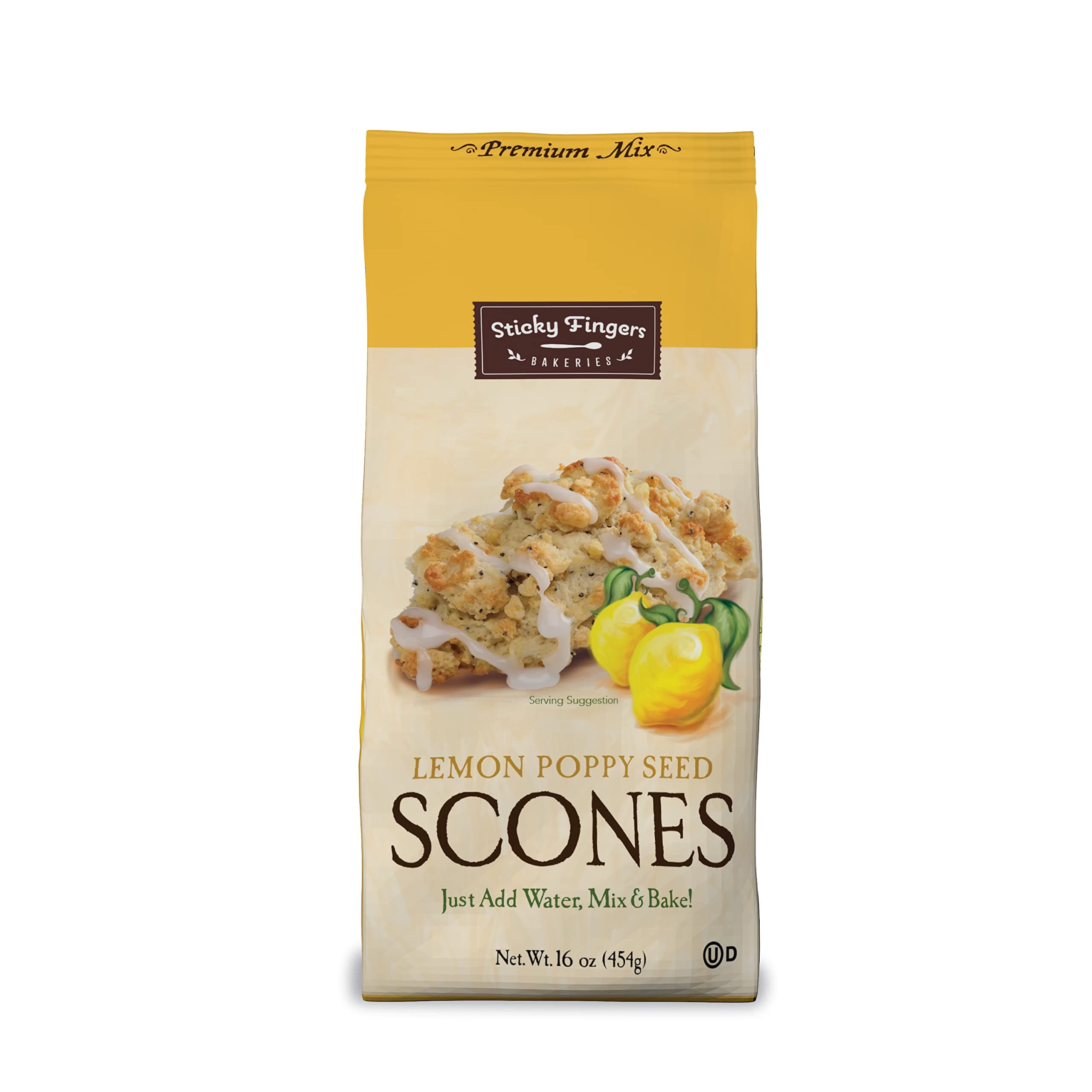 English Scone Mix, Lemon Poppyseed by Sticky Fingers Bakeries – Easy to Make English Scones Fresh Baked, Makes 12 Scones (1 pk)