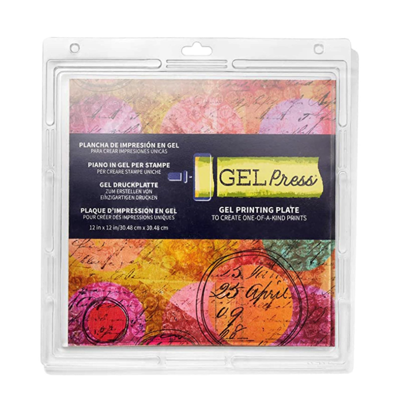 Gel Press Monoprinting Print Plate - 12” X 12” (30.5 X 30.5 cm) Gel Plate - Printmaking Supplies - Reusable Gel Printing Plates for Press Art for Card Making, Scrapbooking, Journaling, Arts & Crafts