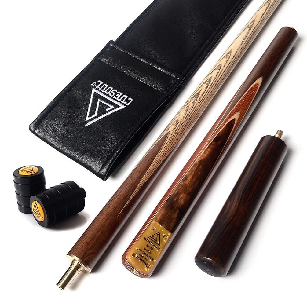 CUESOUL 3/4 Jointed Snooker Cue 57 inch Handcraft with Extension/Joint Protector Packed in Leatherette Cue Bag