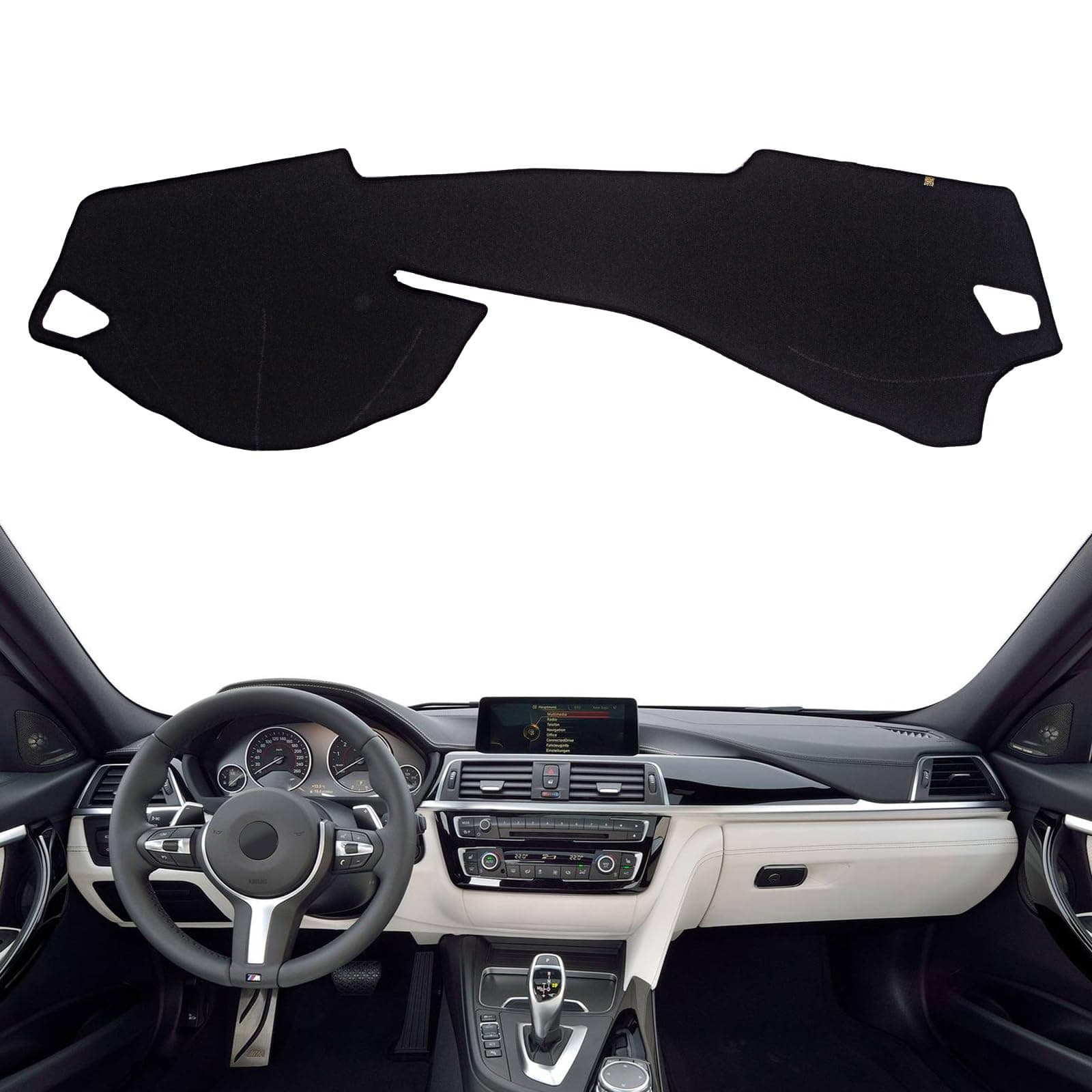 KEYOOG Dashboard Cover Dash Mat Fit for (Body Code:F30 F32 F33) 2018-2014 B-MW 3/4 Series 320i 328i 330e M3 428i 435i 430i (W/o HUD),Car Dash Board Mat Anti-Glare Carpet,Non-Slip Pad (Black)