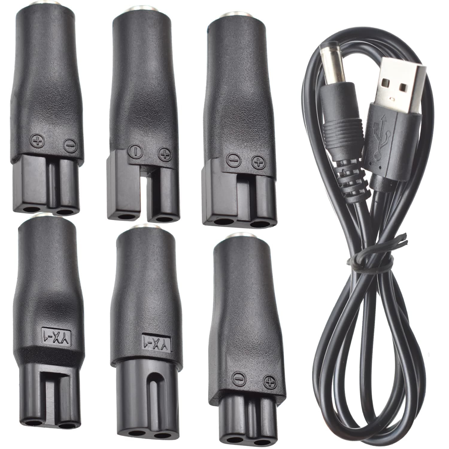7 PCS Power Cord 5V Replacement Charger USB Adapter Suitable for Electric Hair Clippers, Beard Trimmers, Shavers, Beauty Instruments, Desk Lamps, Purifiers.
