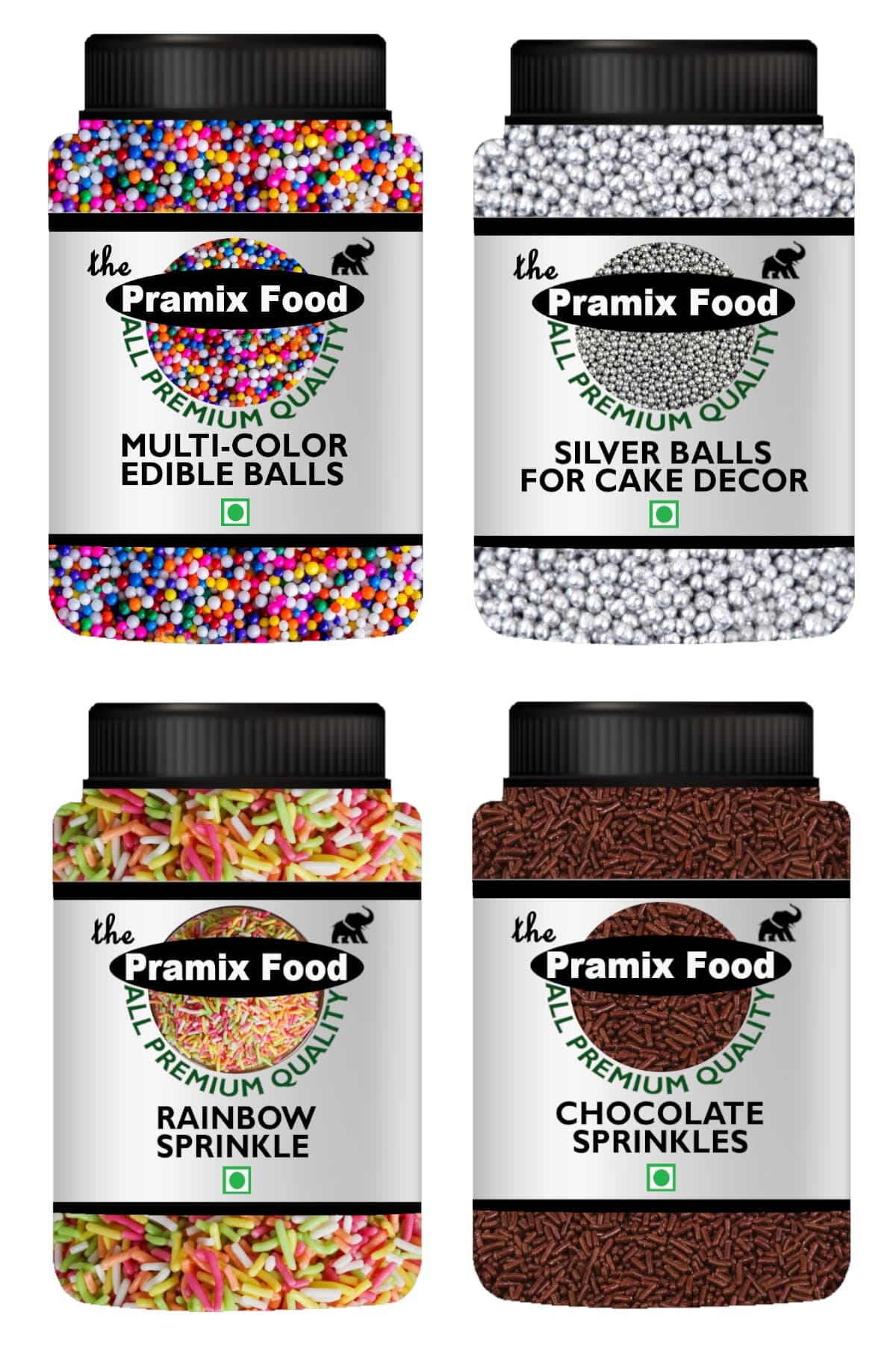 Pramix Cake Decoration of Silver Multicolor Balls, Rainbow Chocolate Sprinkles