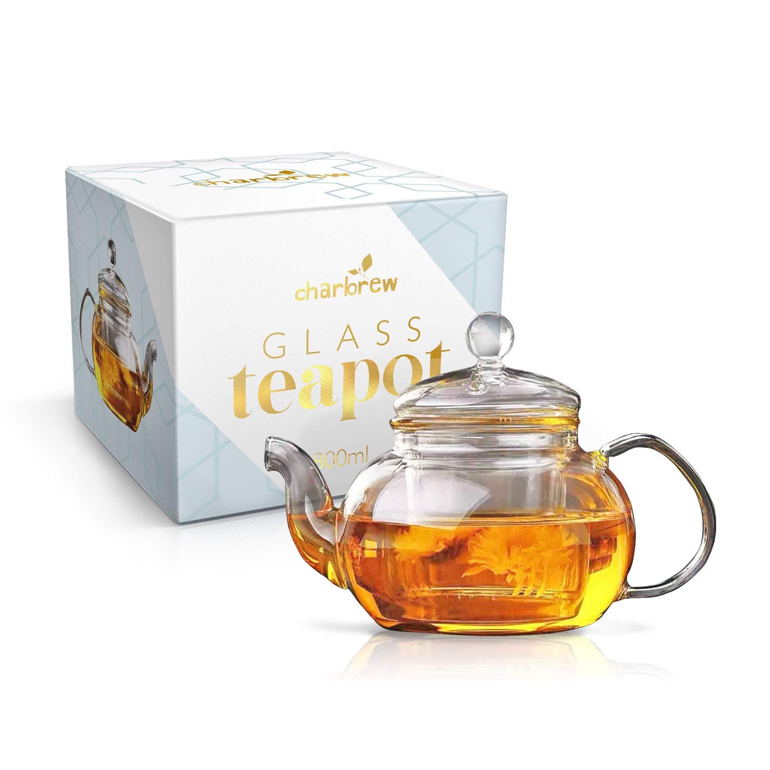 Glass Teapot Borosilicate Glass Teapot Tea Strainer for Loose Leaf Tea (800ml)