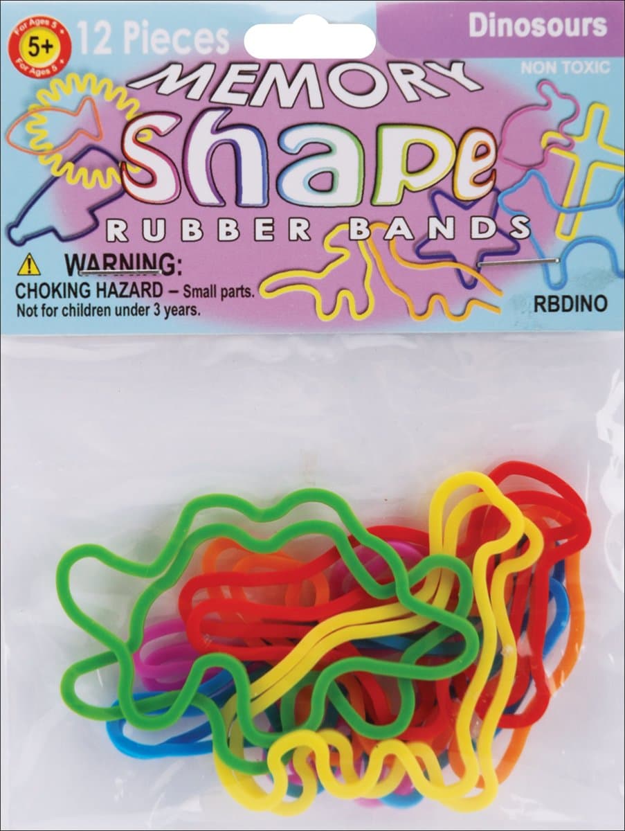 Pack of 12 Memory Shape Rubber Bands: DINOSAURS Bandz Assortment