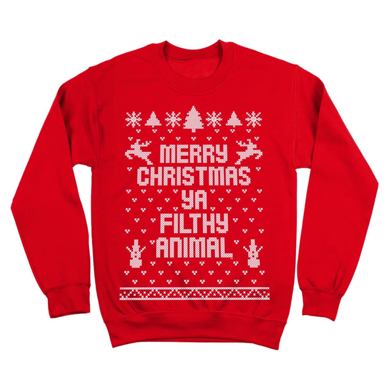 Merry Christmas Ya Filthy Animal Ugly Christmas Sweater Contest Party Xmas Mens Sweatshirt Small Red
