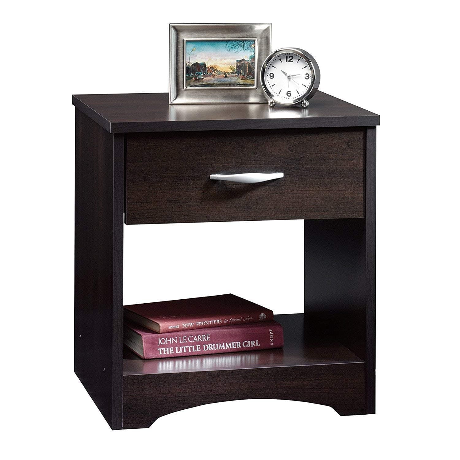 MODWAY Sheesham Wood Bed Side Table for Bedroom with Drawer Side Table | Walnut Finish