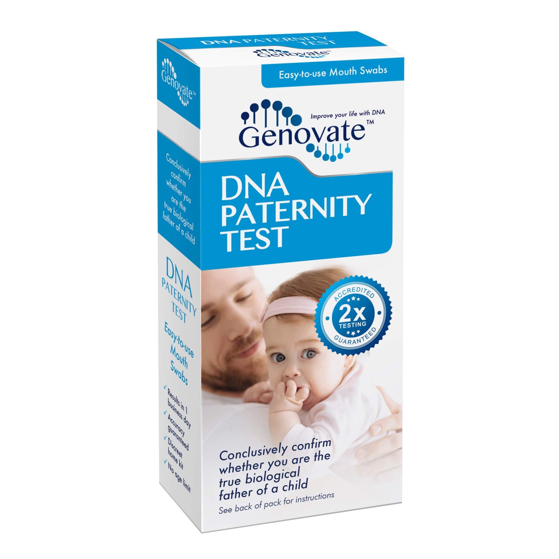 DNA Paternity Test - Results in 1-2 Days - 99.999%+ Accuracy - Home DNA Test Kit for Child and Father - All Fees Included
