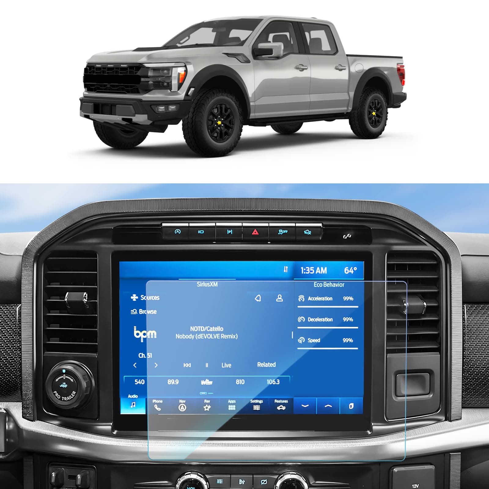 SKTU for 2024 2025 2026 F150 Screen Protector for 2021-2026 Ford F-150/2022-2025 Ford F-150 Lightning/2022-2024 Ford Expedition 12 Inch Navigation 2024 2025 2026 F-150 Accessories Tempered Glass [Ultra HD, Anti-Glare, 9H Hardness]