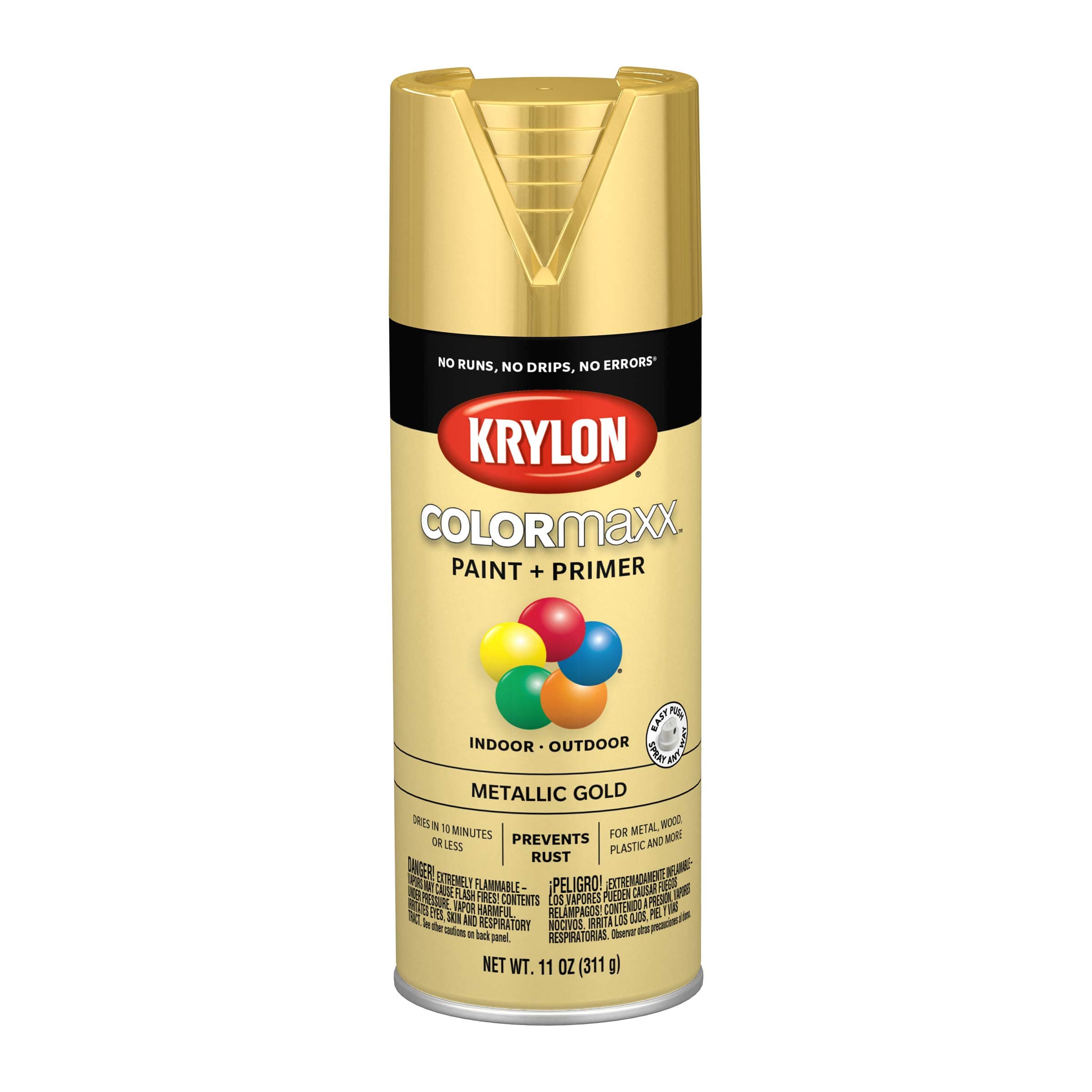 Krylon K05588007 COLORmaxx Spray Paint and Primer for Indoor/Outdoor Use, Metallic Gold, 11 Ounce (Pack of 1)
