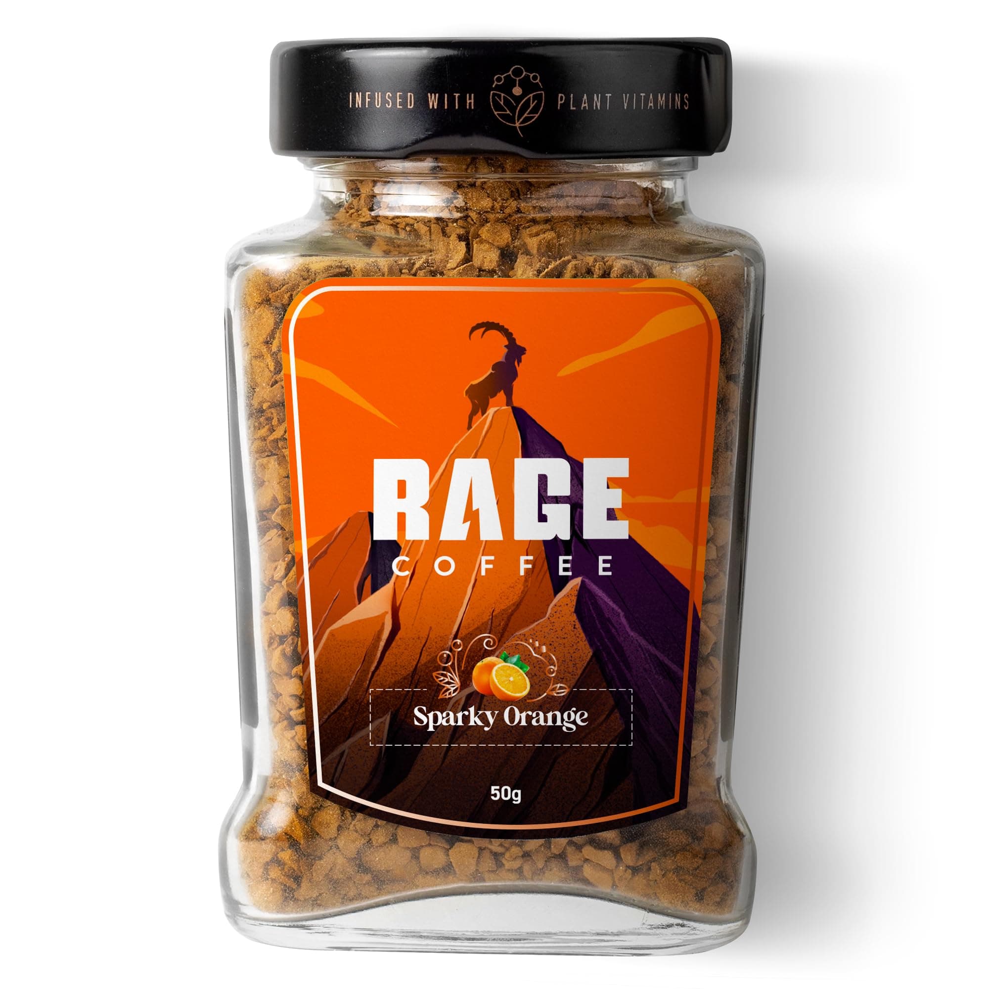 Rage Coffee Instant Sparky Orange Flavour with 100% Arabica Beans | Strong Aroma with Rich Taste | Helps in Boosting energy, Focus - 50g