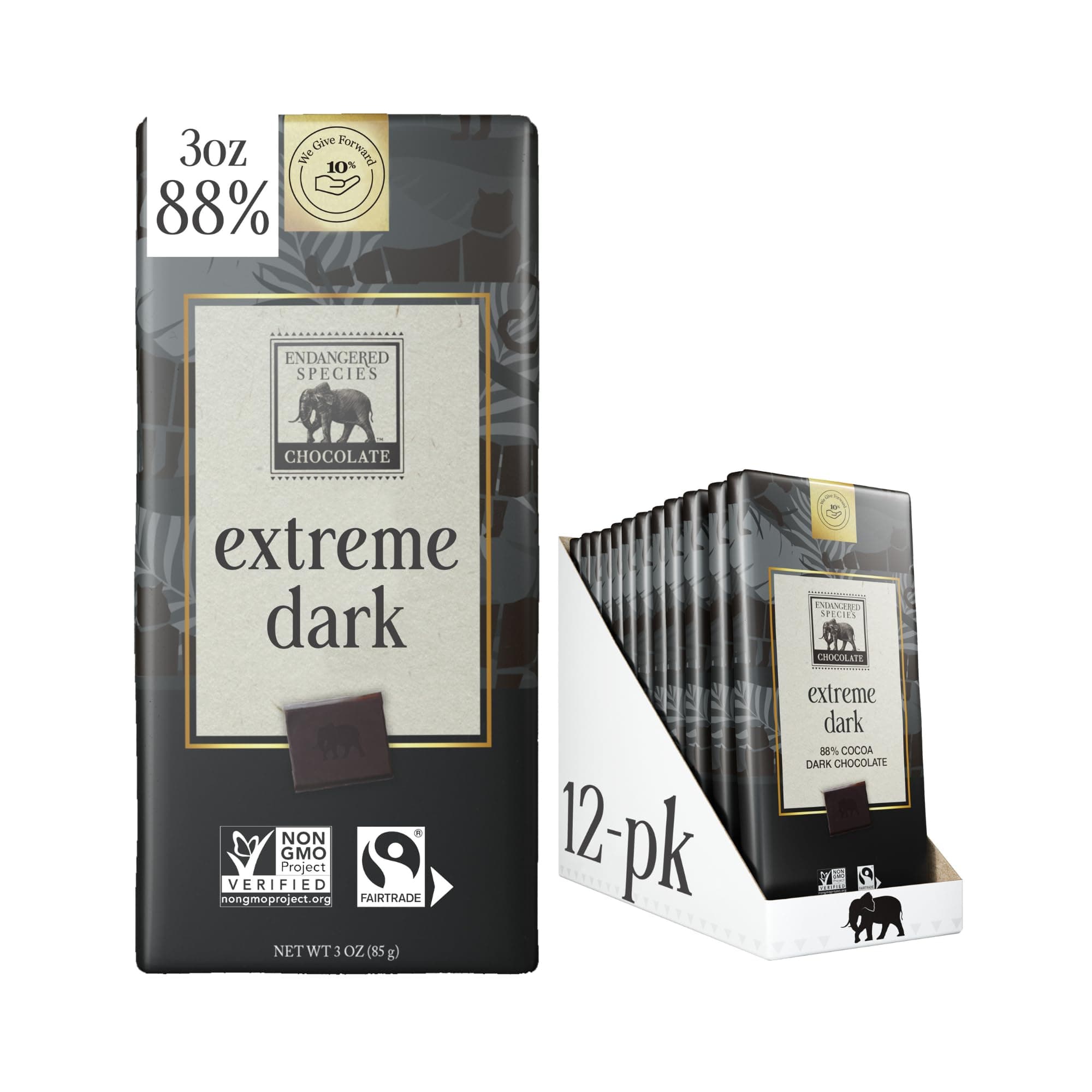 Endangered Species Strong Dark Chocolate Bar (88% cocoa)
