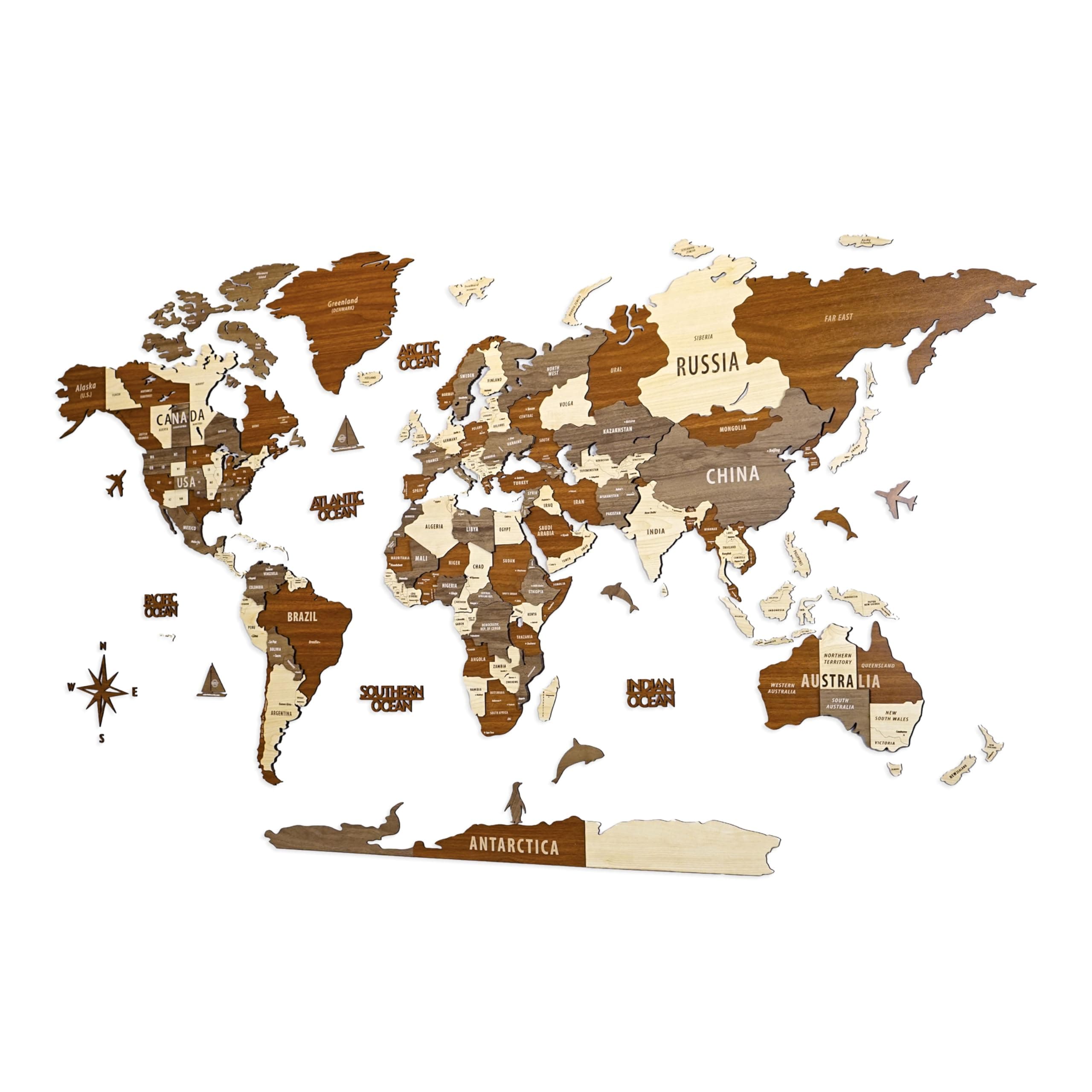 Multilayered 3D Wooden World Map, Travel Map with States and Capitals, Wall Decor For The New House, Gift For Travelers, Office Decor, Birthday Present, Living Room Decoration, Gift for Boys,