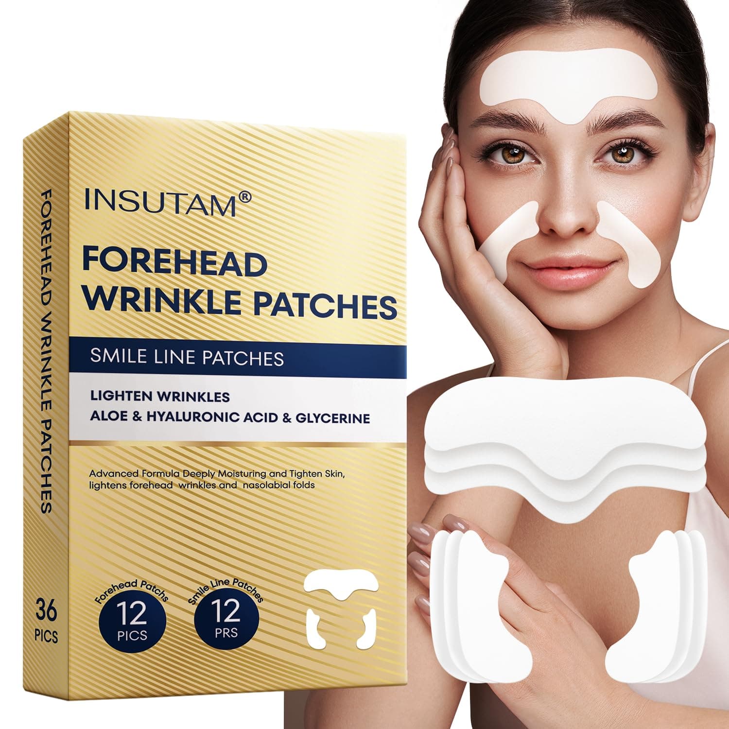 Forehead Wrinkle Patches for Anti-wrinkles: Smile Line Remover Pads - Overnight Lift Lines Treatment 12prs