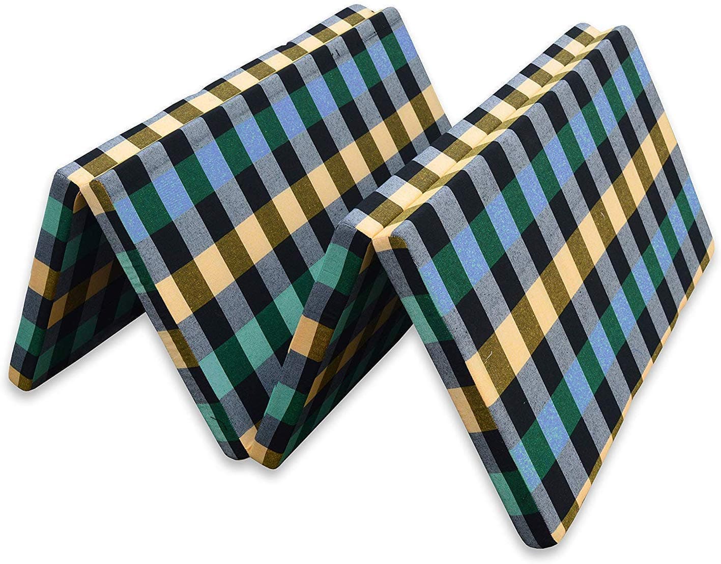 ATOOTFUSIONFolding Pure EPE Foam Cotton Floor Mattress for Travel, Picnic 4 Fold Medium Firm Light Weight Mattress (2 inch Single Bed, 72x35x2, Multi Color)