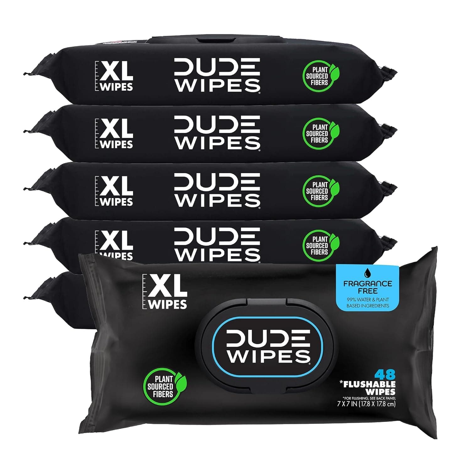 Wipes Unscented Flushable Wipes - Extra-Large Adult Wet Wipes for Sensitive Skin - 6 Pack (288 Count) - Infused with Vitamin E and Aloe - Septic and Sewer Safe