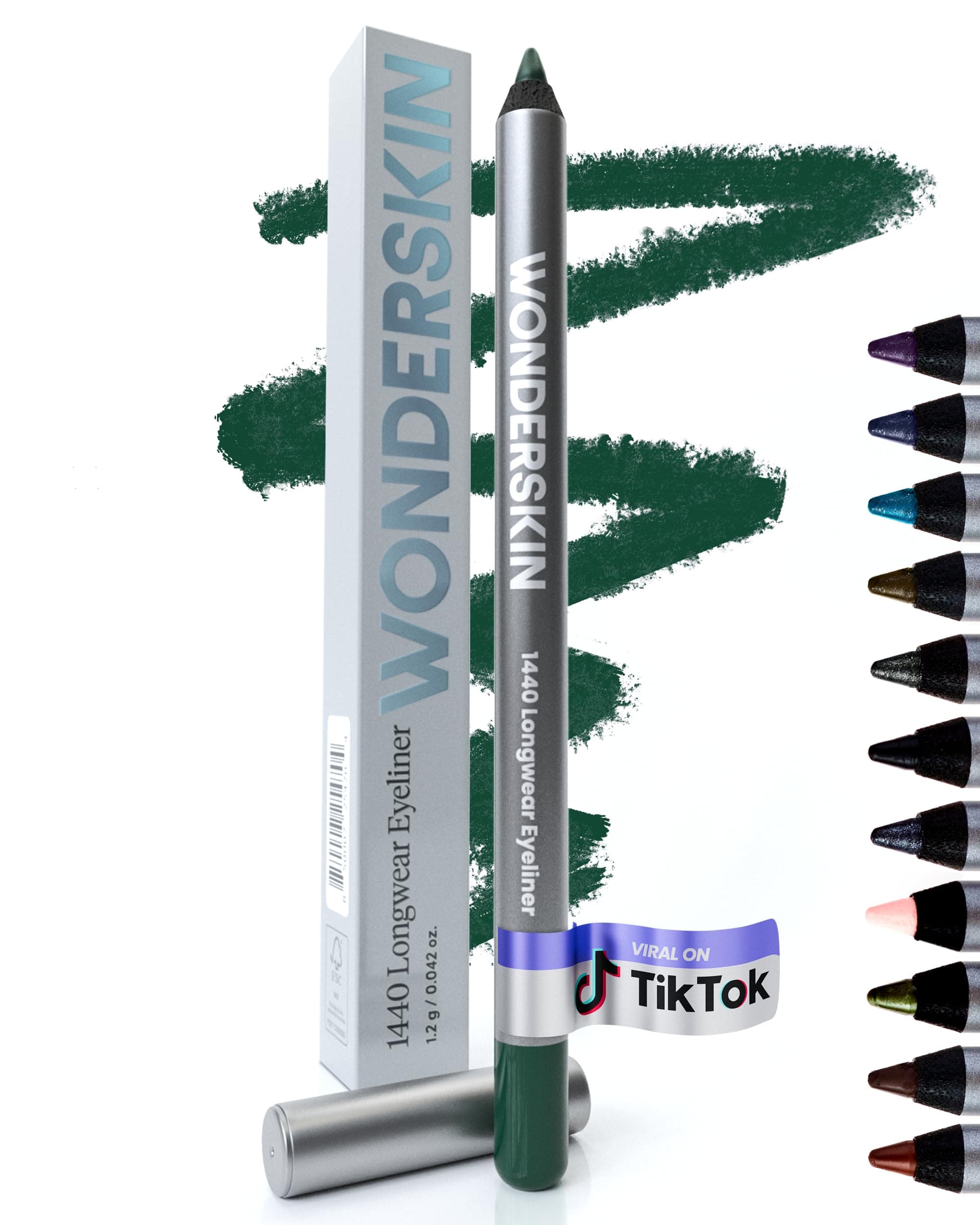 Eyeliner Pencil, 1440 Longwear Green Eyeliner Pencil - Waterproof, Sharpenable & Smudge Proof (Pine)