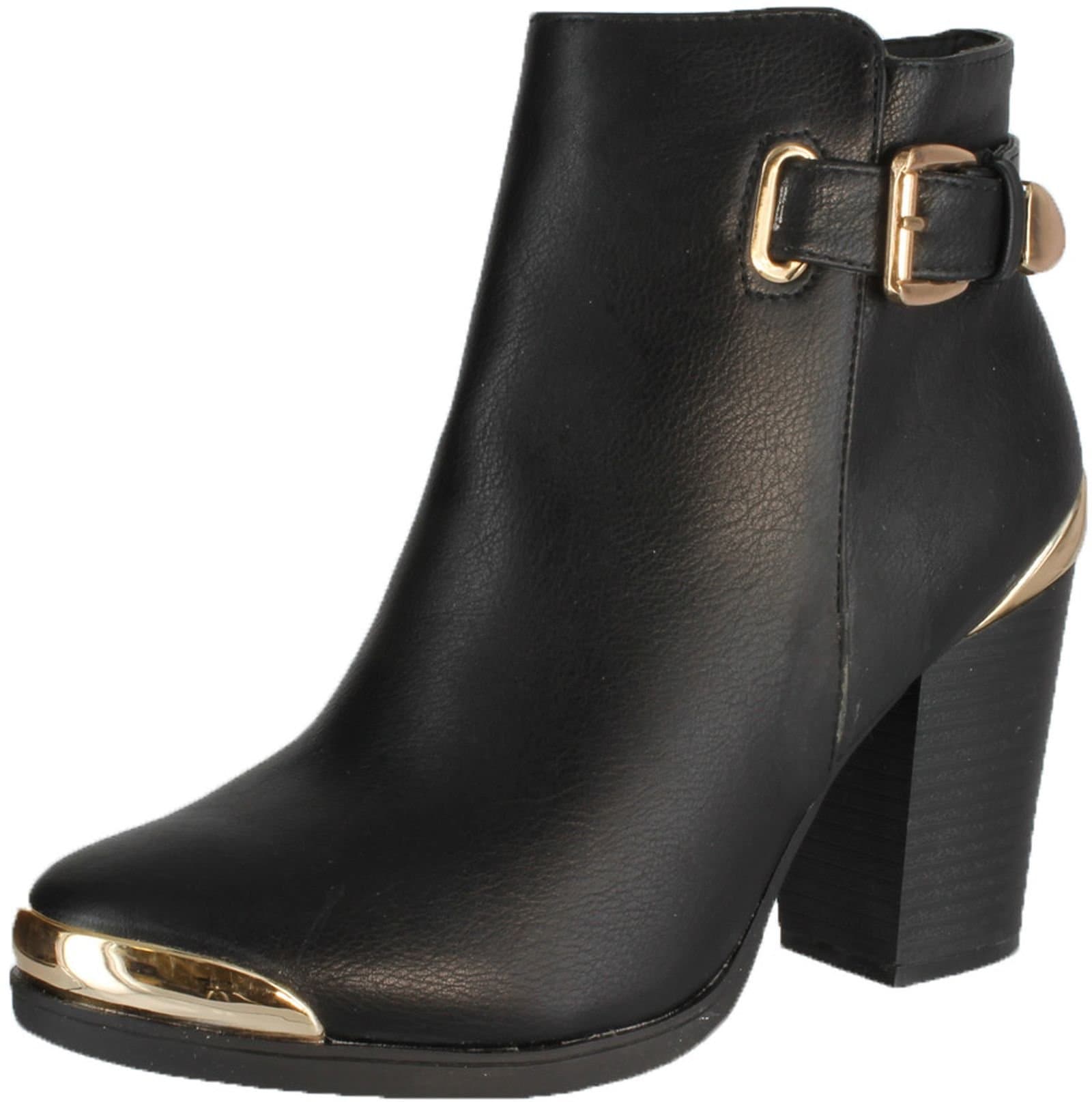 REFRESH Womens Apollo Mettallic Tip Chunky Heel Booties