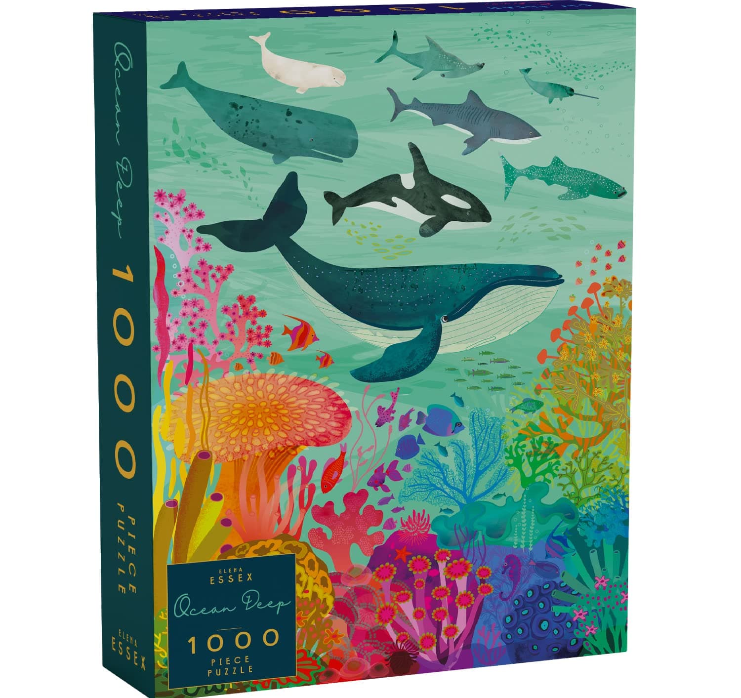Elena Essex Puzzles for Adults 1000 Pieces - Ocean Deep | Jigsaw Puzzles 1000 Pieces for Adults | Colorful Cool Whale Shark Coral Reef Puzzle | jigsaws Size 20 x 28 inches