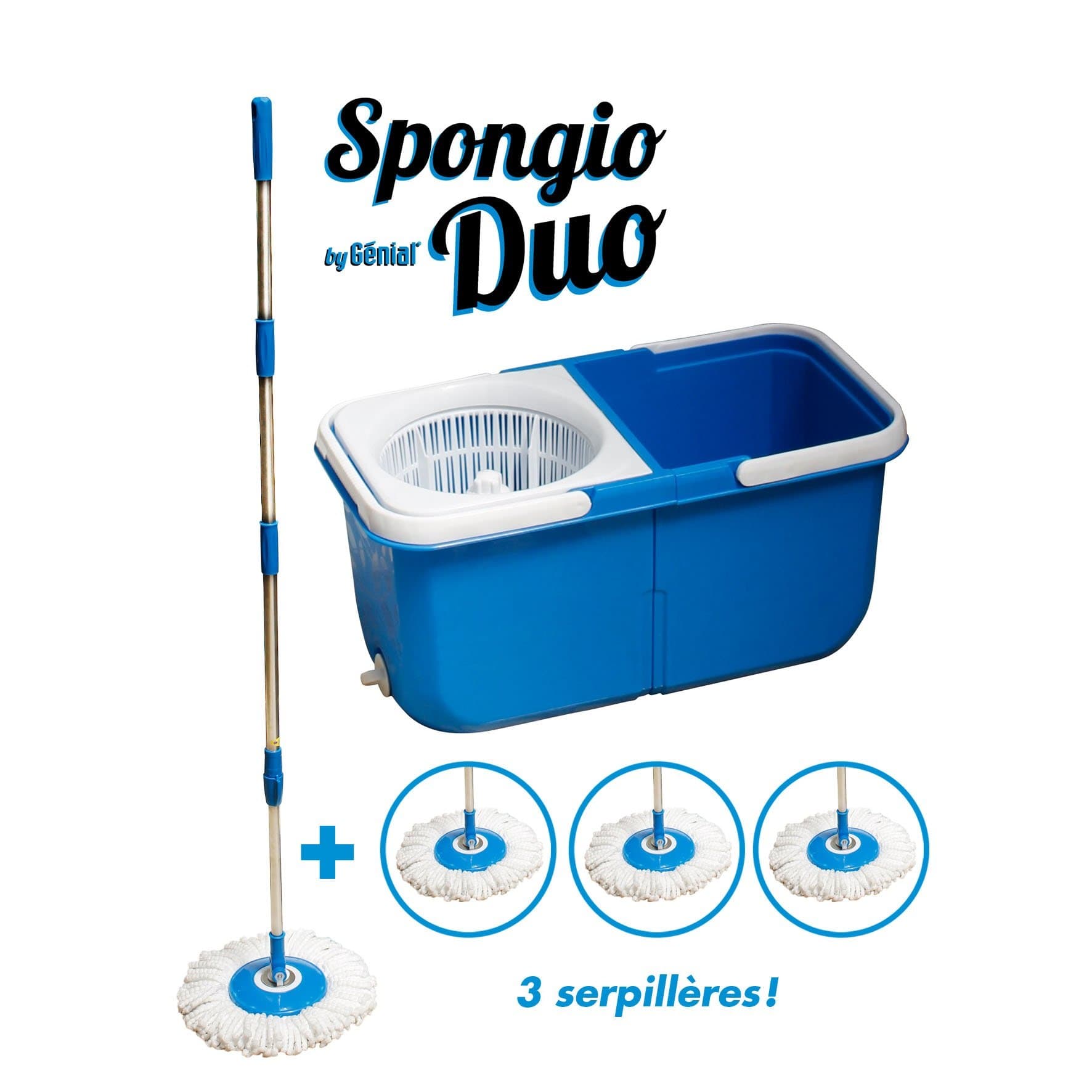 New Generation 360 ° Mop 4 Wipes – 2 Separate Trays – Turbo Mop spongio