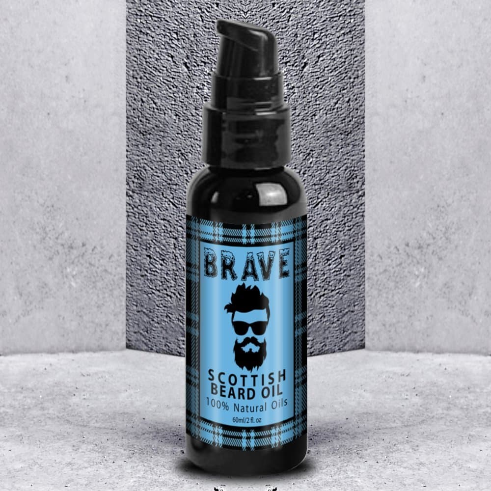 Brave Beard Oil 60ml - A Premium Scottish Beard Oil Blend - Smoothes, Nourishes and Thickens Beard with a Light Fresh Scent, Non Greasy.