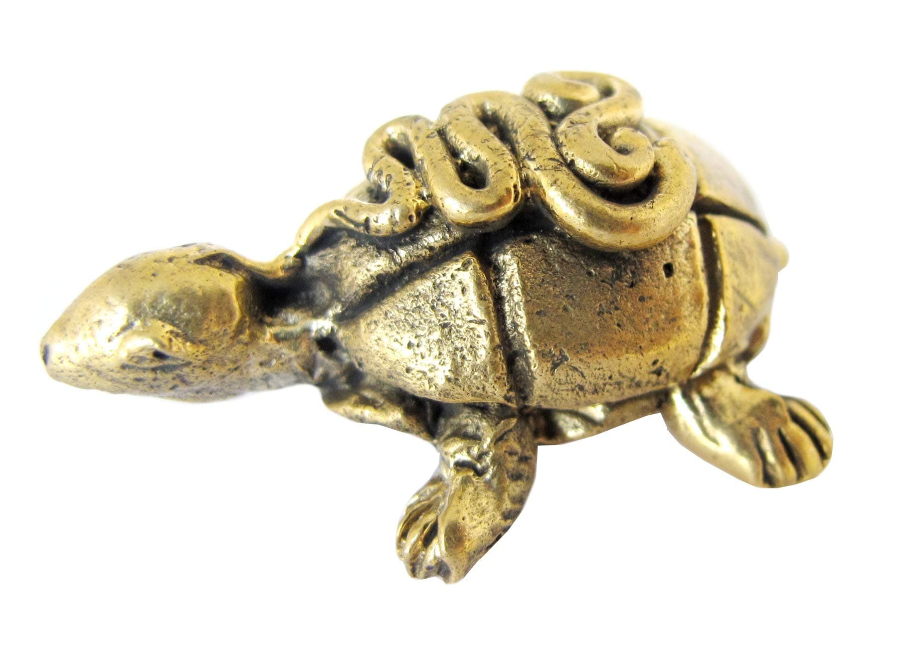 Brass Buddha Turtle Amulet - Mini Thai Magic Amulets for Feng Shui Lucky Business Prosperity Wealth Powerful Luck Money Pocket Charm - Miniature Tortoise Figurine from Thailand - 1.25"