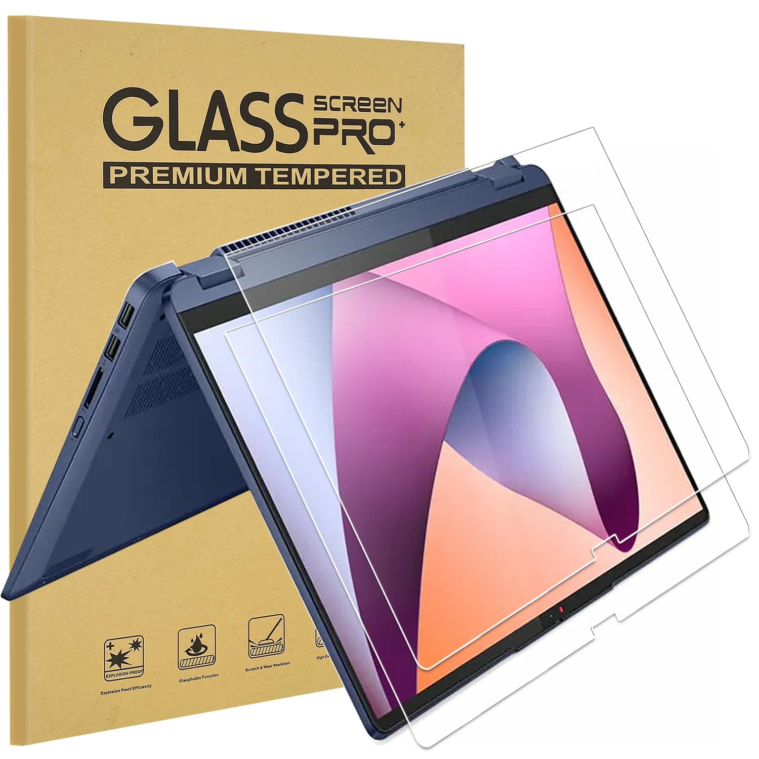 KEANBOLL 2 Pack Tempered Glass Screen Protector for Lenovo Ideapad Flex 5/5i 14 2-in-1 & IdeaPad 5/5i/5X 14 2-in-1 & Flex 5/5i Chromebook Plus Touchscreen Laptop, (14 Inch) - 9H Scratch Resistant