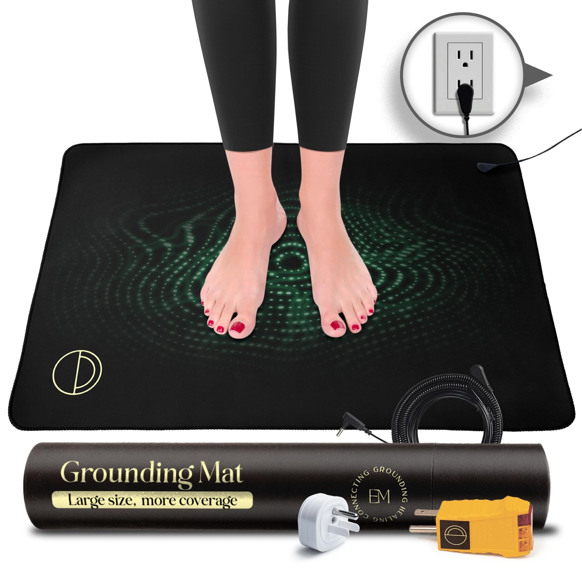 Grounding Mat for Bed 24x35in - Full Body Grounding Pad and Mattress Cover for Pain, Inflammation and Restful Sleep, Includes 15 Feet Cord and Outlet Tester for Safe Use