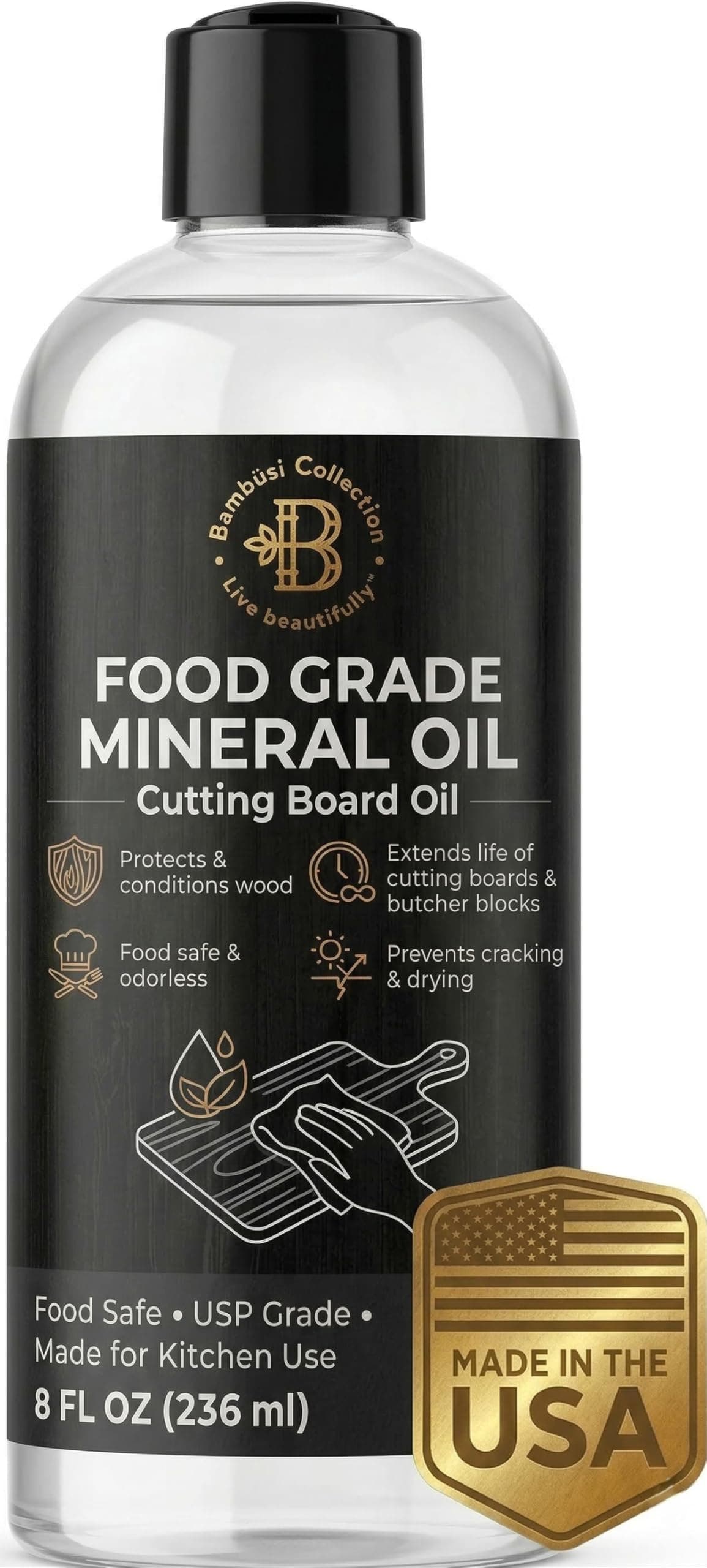 Bambüsi Food Grade Mineral Oil to Maintain Cutting Board