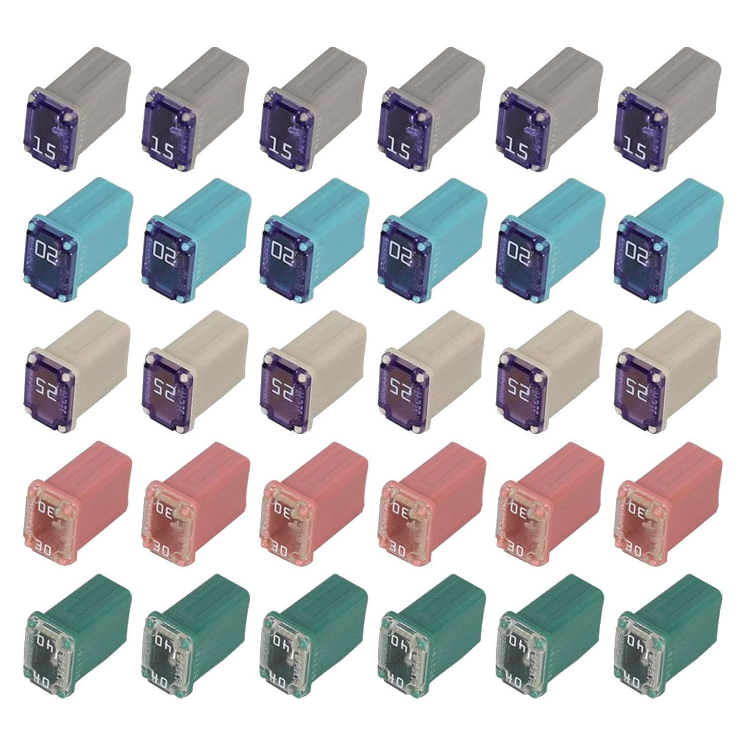 30 pcs Automotive MCASE Mini Box Shaped Cartridge Fuse Kit for Cars, Trucks, and SUVs