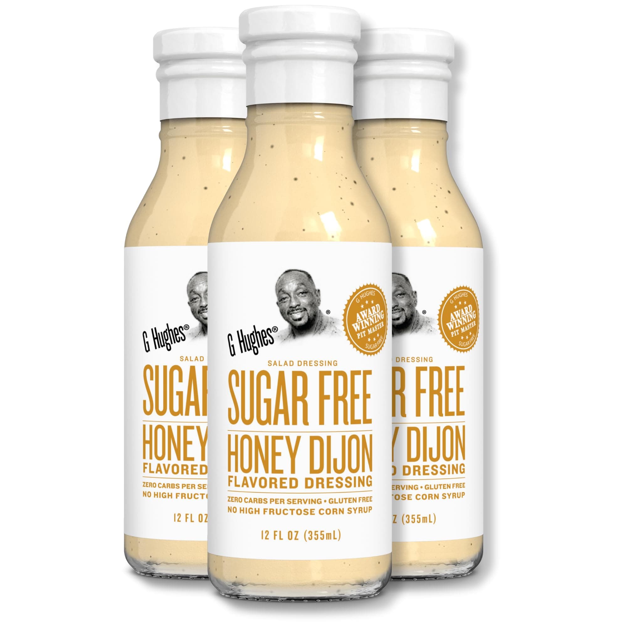 G HughesSugar Free Honey Dijon Dressing - Honey Mustard Dressing, Sugar Free Honey Mustard, Gluten Free Dijon Salad Dressing, Dijon Mustard, No Sugar Added - 12 Oz (3-Pack)