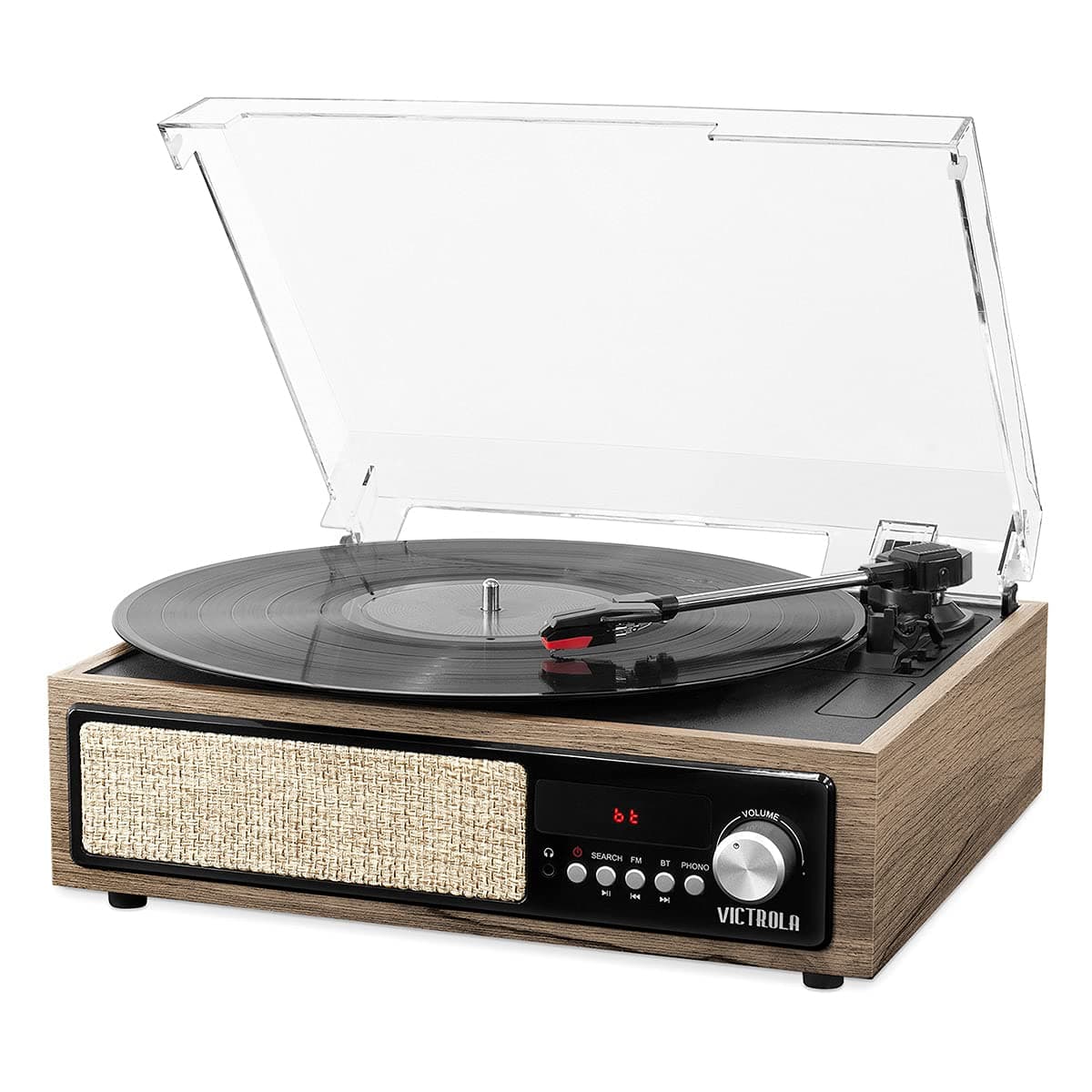 Victrola 3-in-1 Bluetooth Record Player with Built in Speakers and 3-Speed Turntable, Farmhouse Walnut