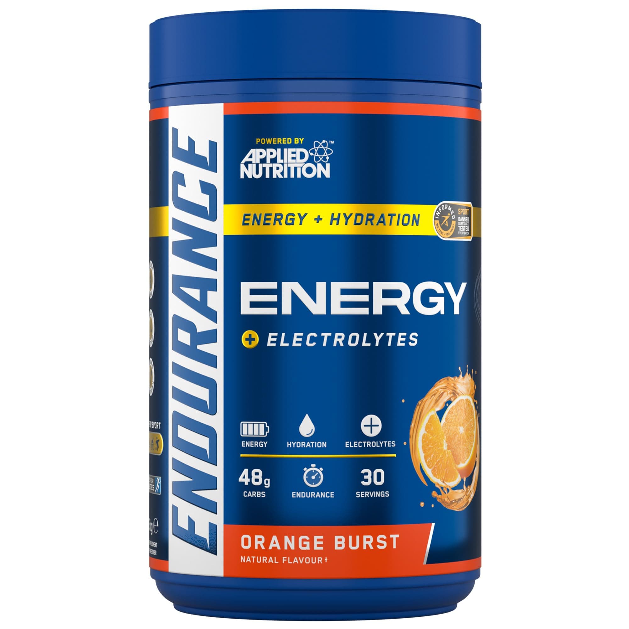 Applied Nutrition Endurance Velocity Fuel Pre Workout Carb Plus Electrolyte Food Supplement, Orange Burst, 1.5 KG