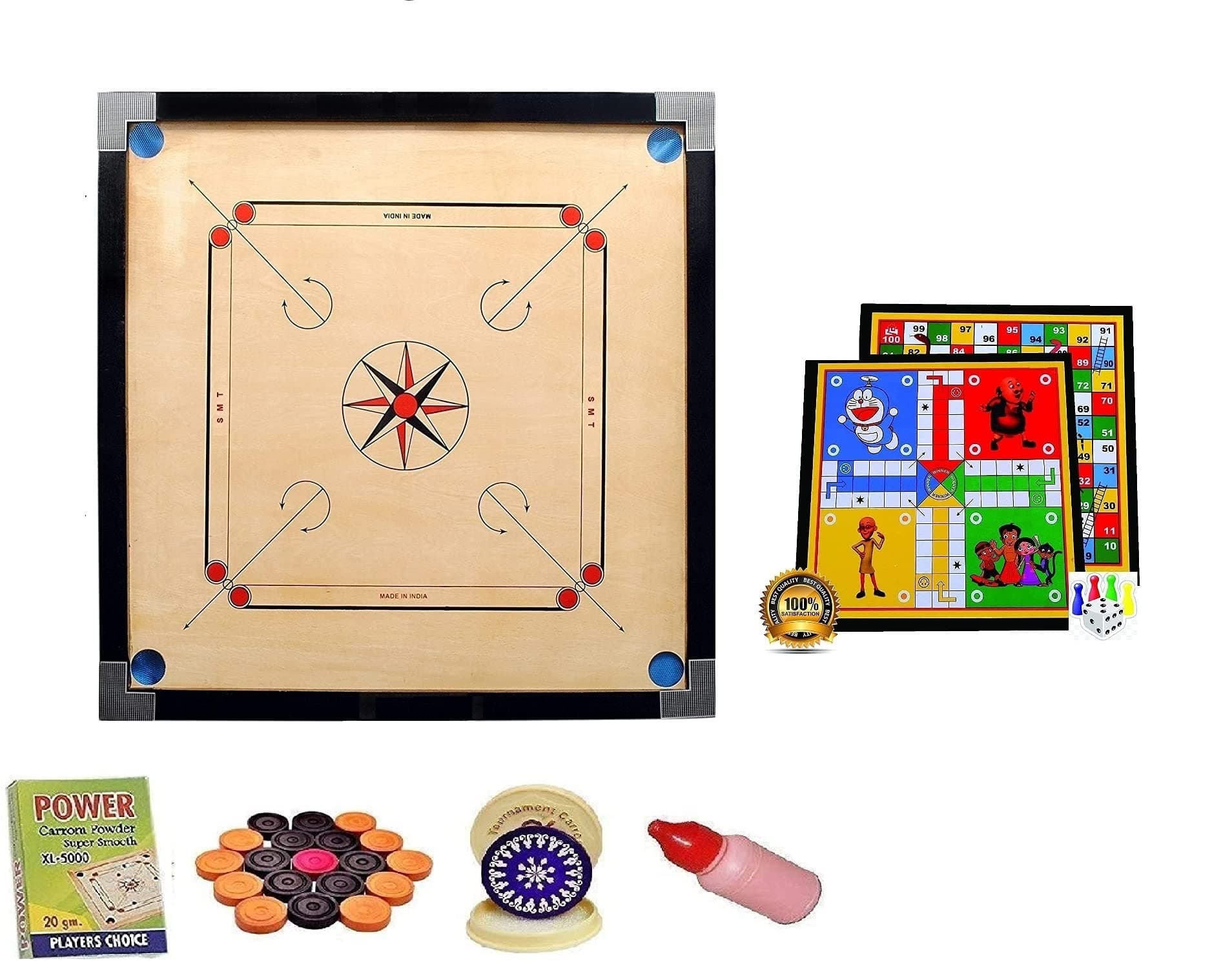 Volatility Superior Matte Finish Practice Carrom Board for Serious Professional Practice with Coins Striker and Powder Beige (32 Inch New Edition -QA01)