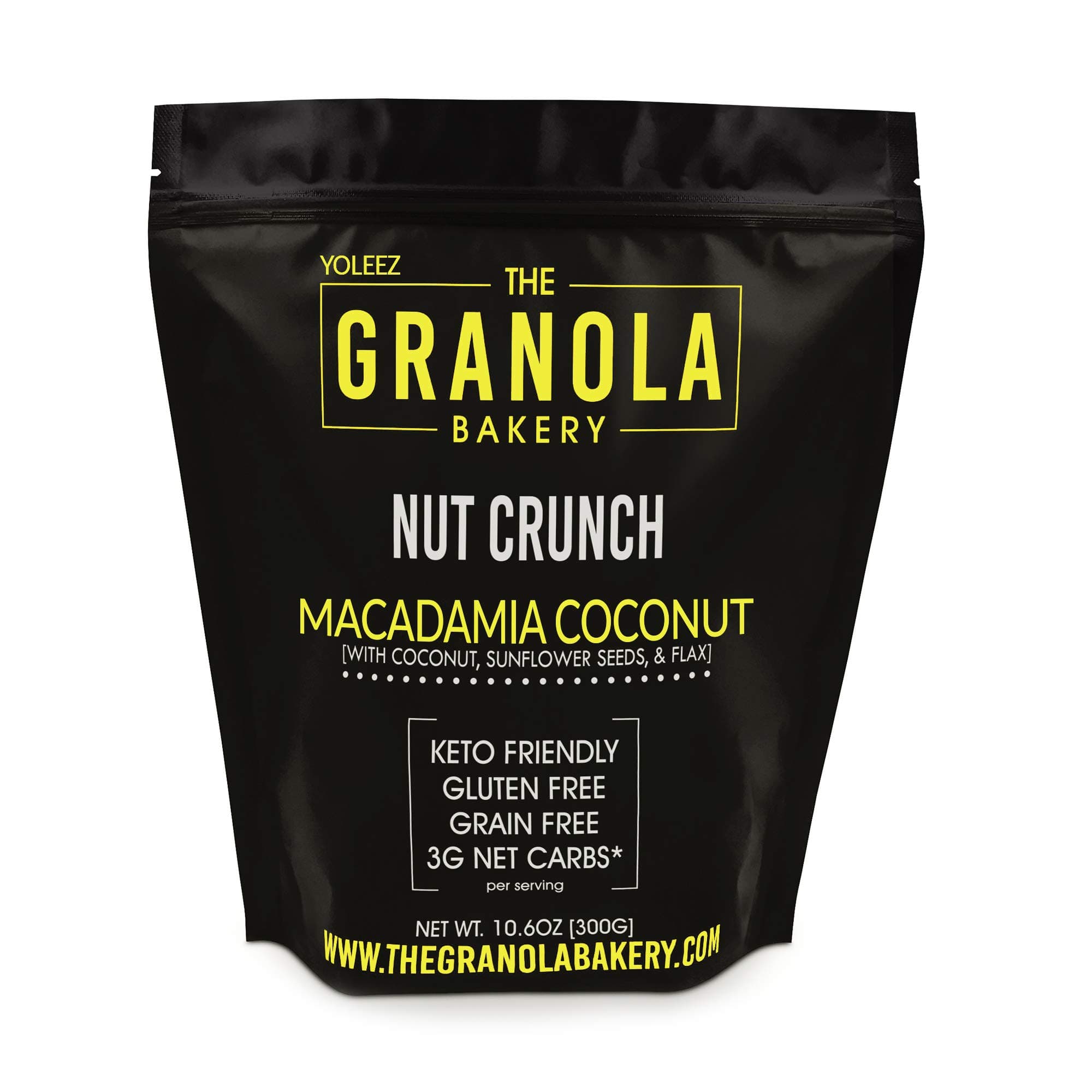 Granola Bakery - Keto Candied Macadamia Nuts - 2g Net Carb, 10.6Oz Bag - Paleo Low Carb Fat Bomb Nut Snack - Roasted Lightly Salted, Diabetic Friendly, Low Carb Dessert