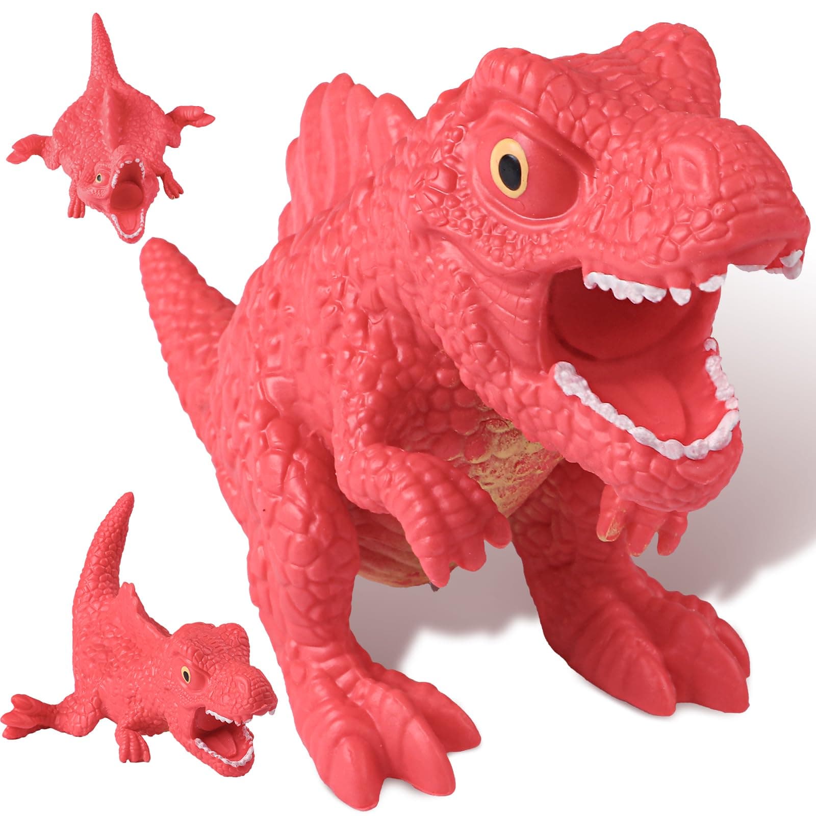 Dinosaur Stress Balls for Adults (Red), Dinosaur Spinosaurus Squishy Toys for Kids, Dinosaur Squishy Fidget Toys, Dinosaur Sand Filled Stretchy Stress Relief Squeeze Toy, Kids Party Favors