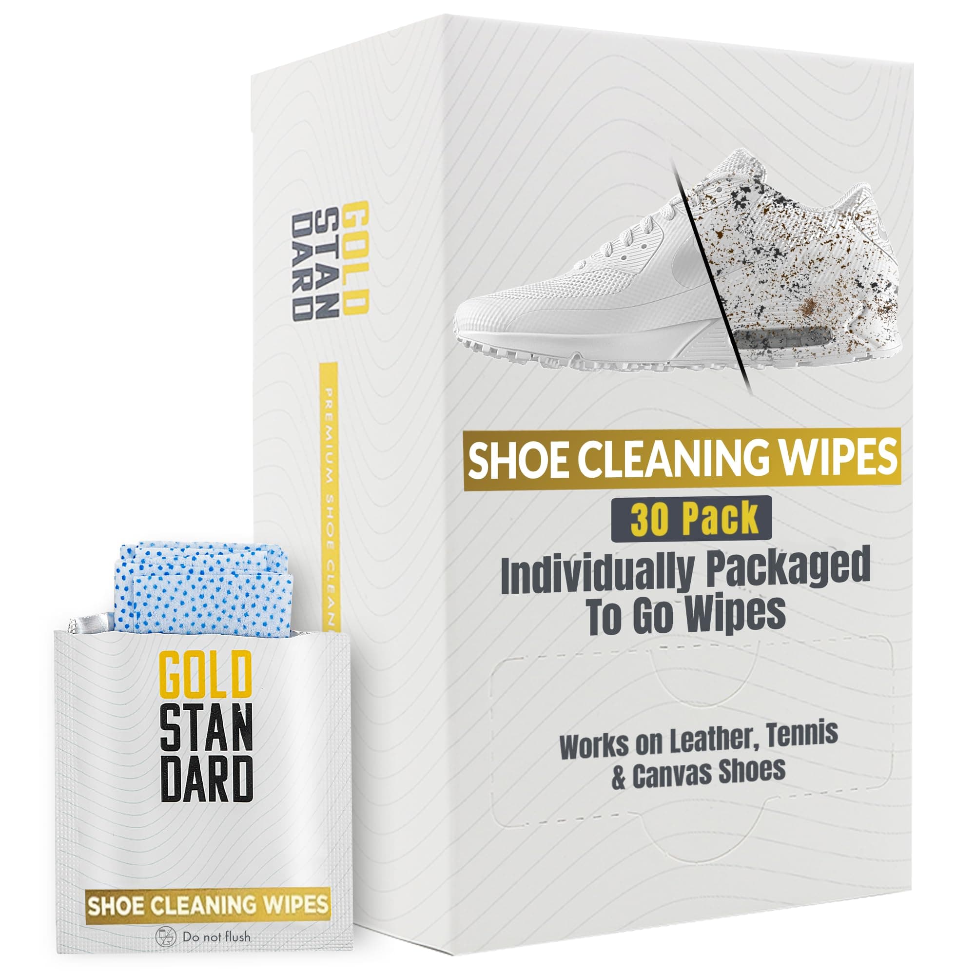 Quick Shoe Cleaning Wipes - Dual Textured Individually Wrapped Sneaker Cleaner Wipes Remove Dirt & Stains