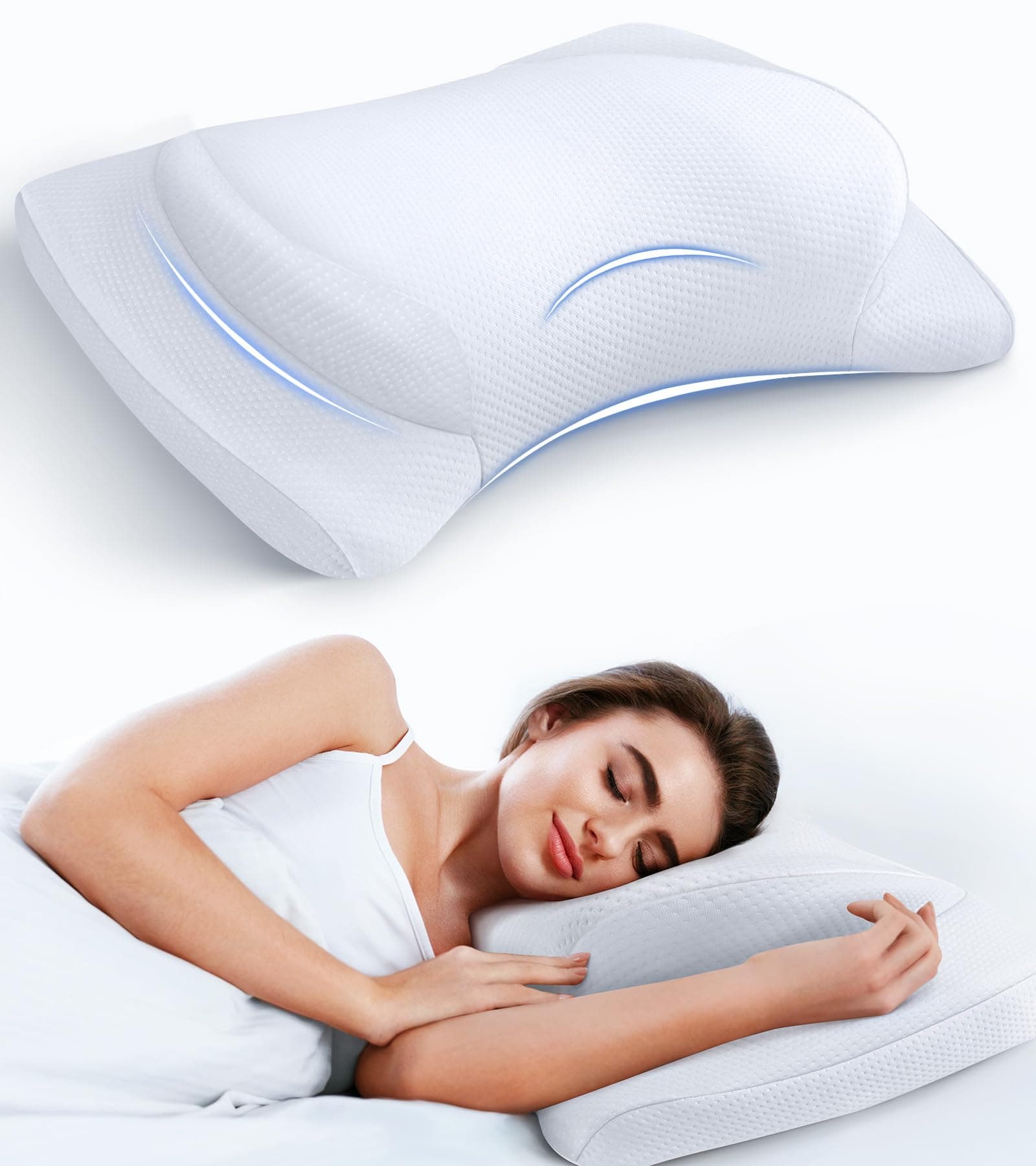 Elevate Sleeping Cervical Neck Pillow for Pain Relief, Healthy Spine Restore Memory Foam Pillows Fit Shoulder Perfectly, Adjustable Ergonomic Pillow, Bed Pillow for Side Back Stomach Sleeper
