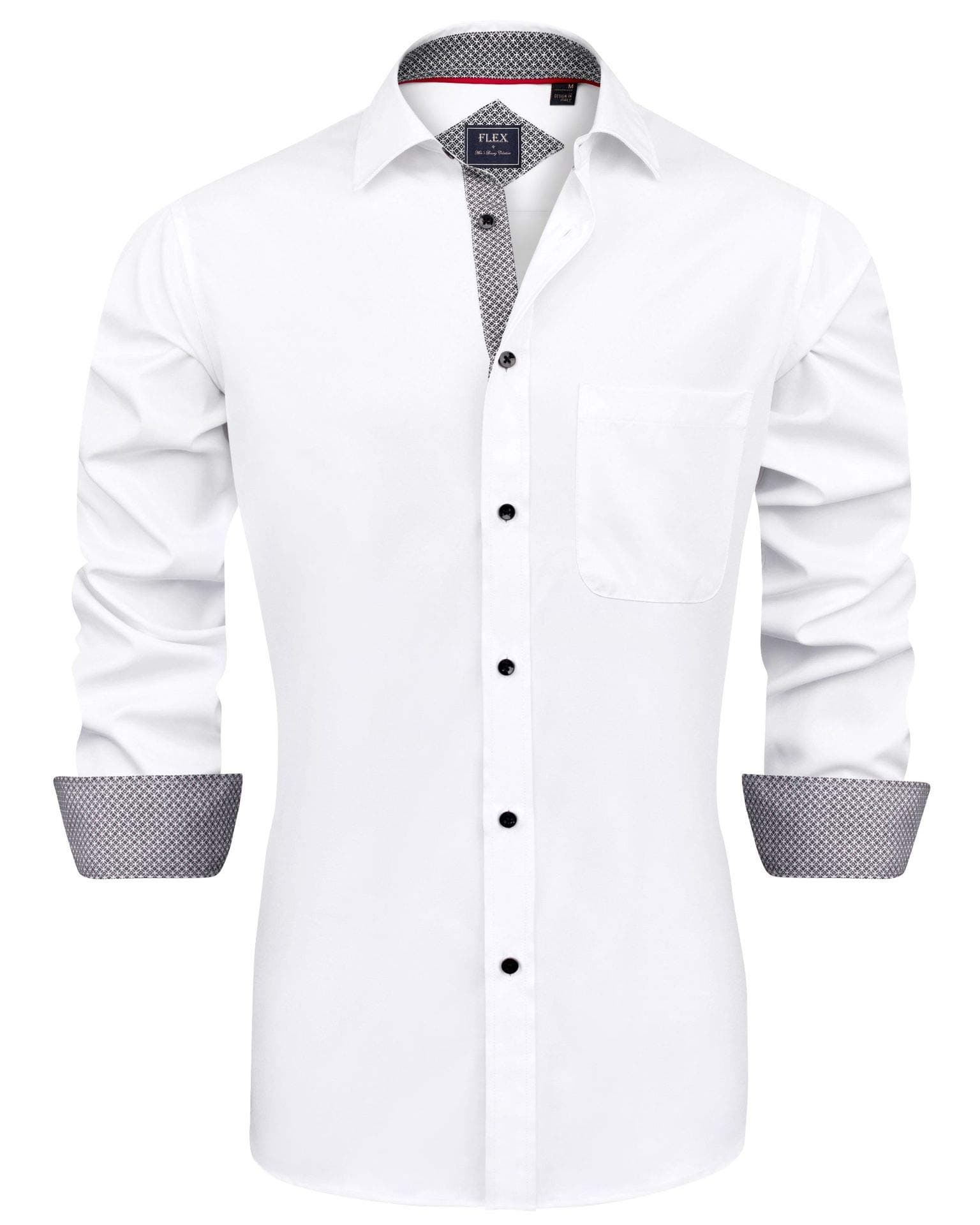 Men's Dress Shirts Solid Long Sleeve Stretch Wrinkle-Free Formal Shirt Business Casual Button Down Shirts
