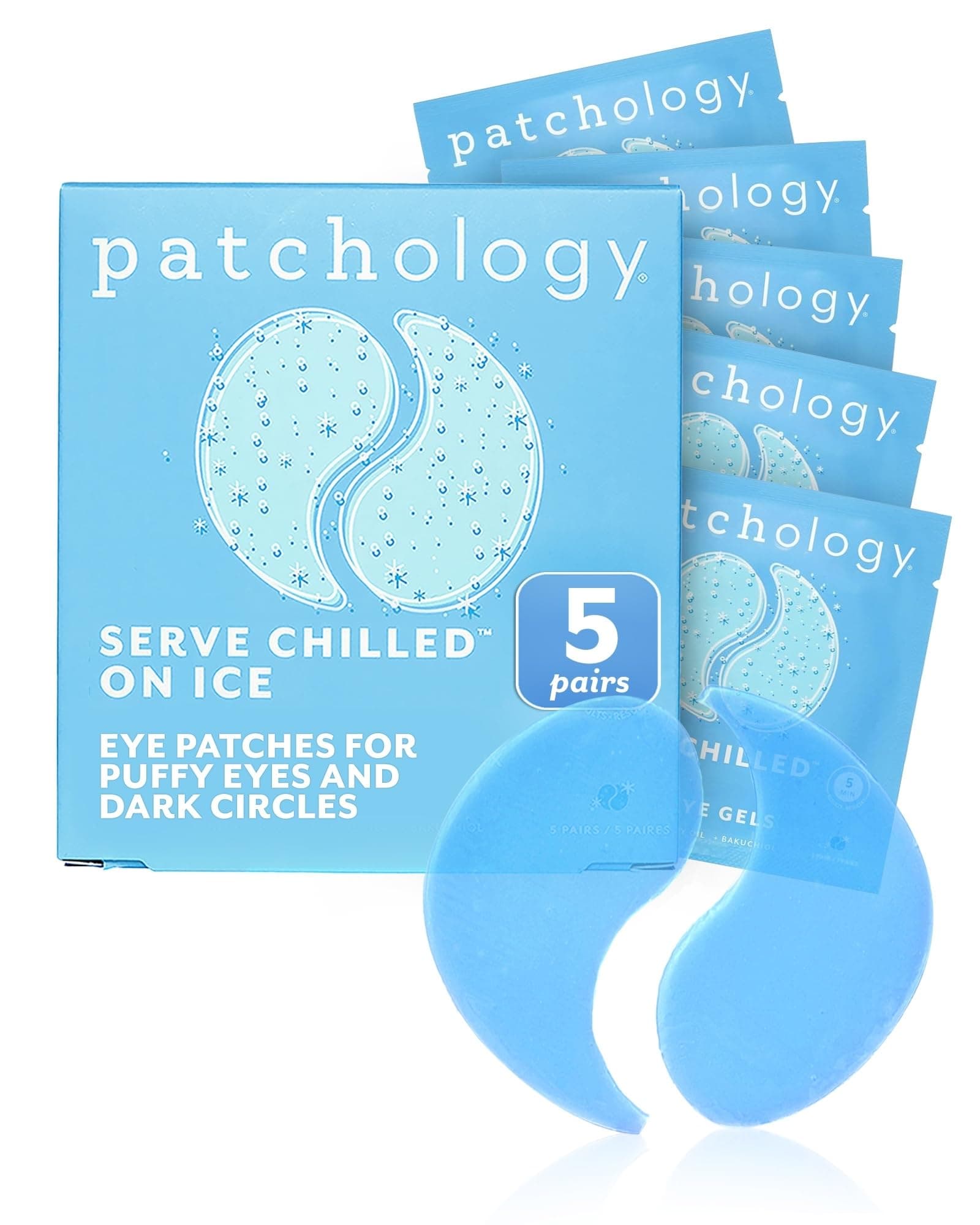 Iced Cooling Under Eye Mask Patches with Peptides, Cloudberry Oil & Bakuchiol – Firming & Soothing Eye Gels to Reduce Fine Lines and Under Eye Bags – Hydrating Under Eye Pads (5 Pairs)